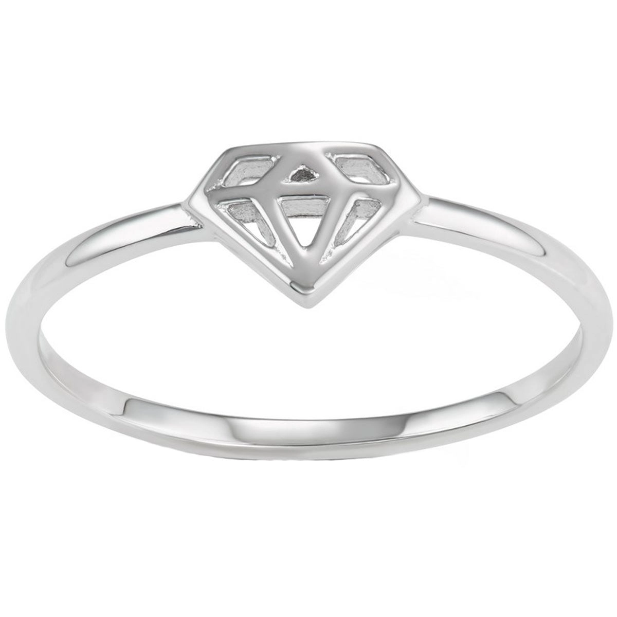 Classic Women's Silver Tone Diamond Shaped Ring - W-1605