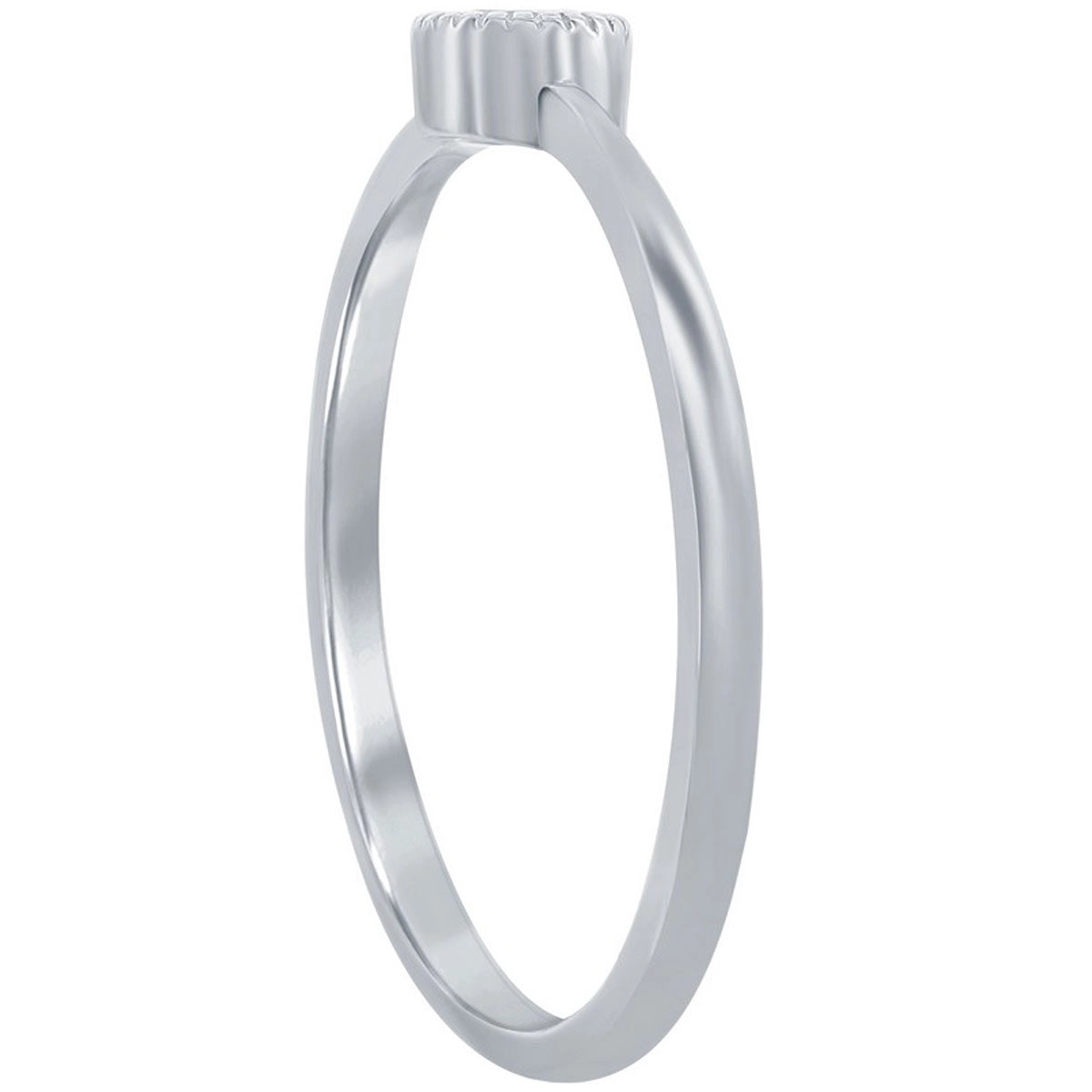 Classic Women's Sterling Silver Bezel-Set CZ Ring - W-2751