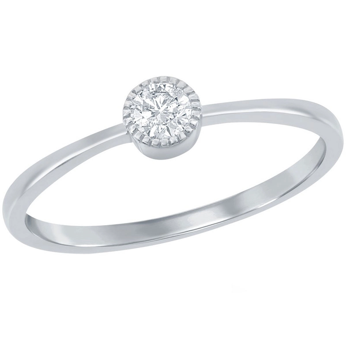 Classic Women's Sterling Silver Bezel-Set CZ Ring - W-2751