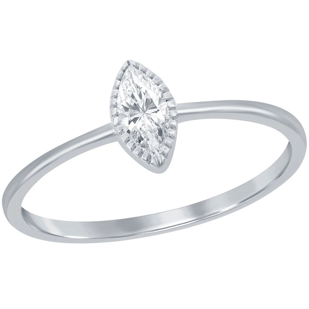 Classic Women's Sterling Silver Marquise CZ Ring - W-2744