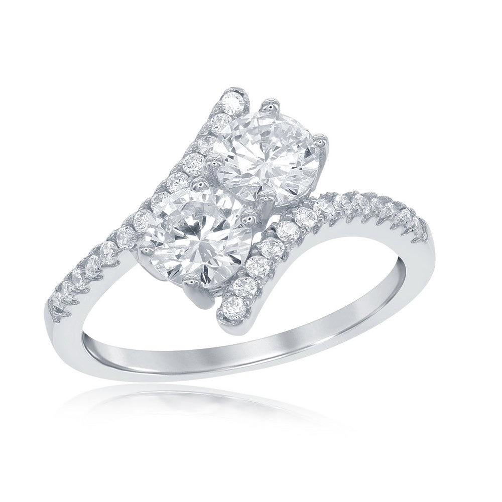 Classic Women's Us2gether CZ Overlapping Ring - W-1669