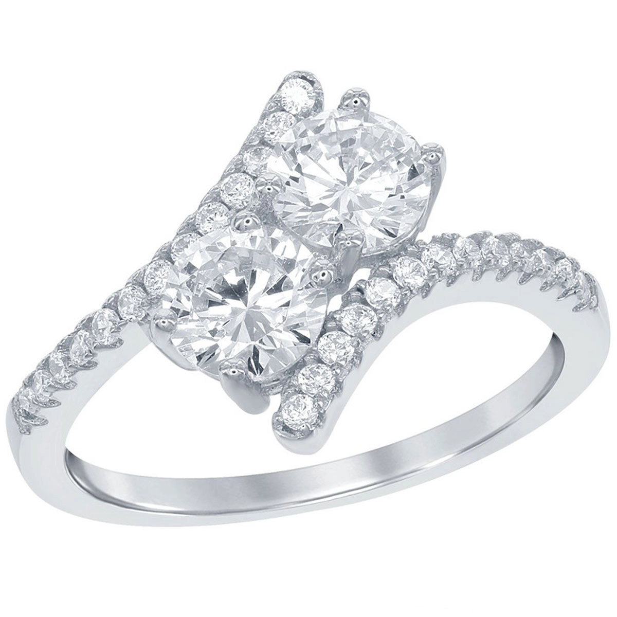 Classic Women's Us2gether CZ Overlapping Ring - W-1669
