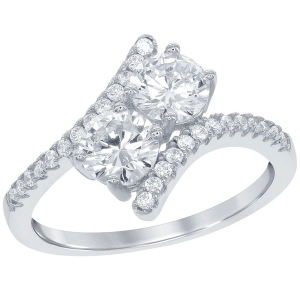 Classic Women's Us2gether CZ Overlapping Ring - W-1669