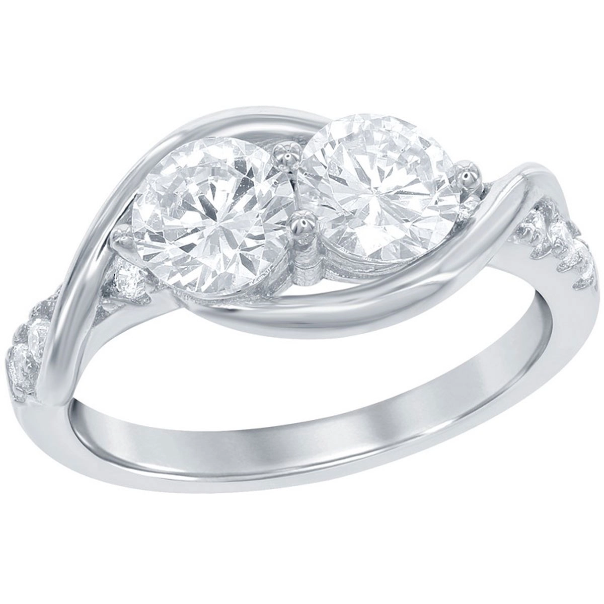 Classic Women's Us2gether Two-Stone White CZ Ring - W-1670