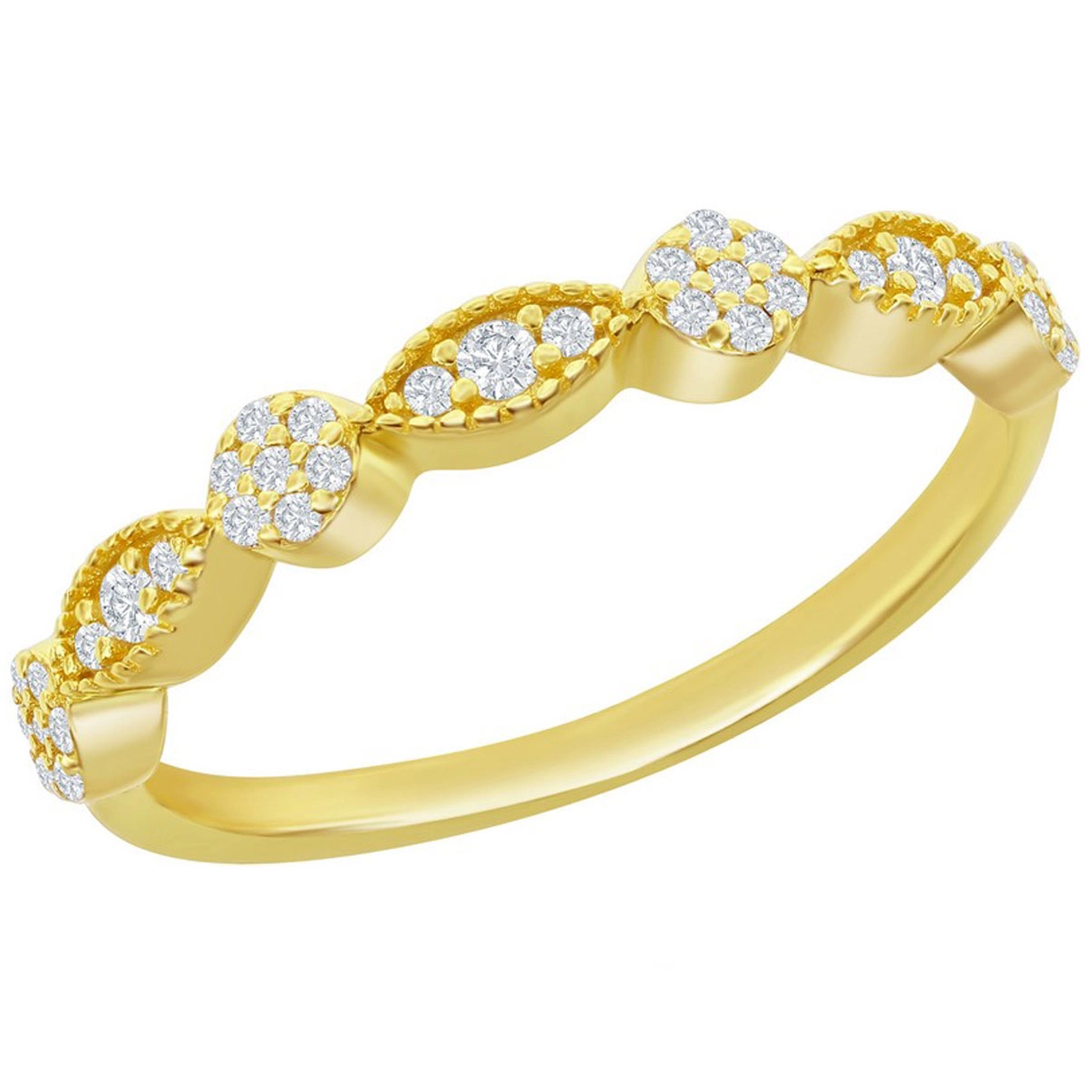 Classic Women's YG Plated Pave CZ Eternity Ring - W-2777