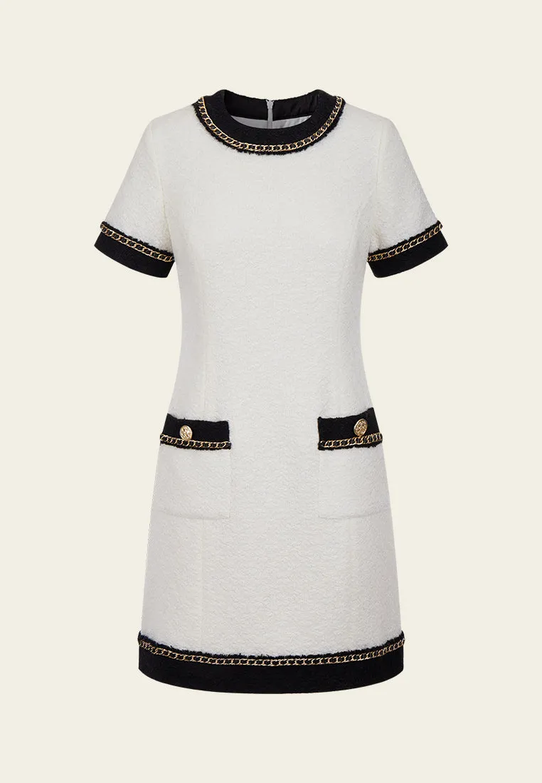 Classy Contrast Tweed Dress