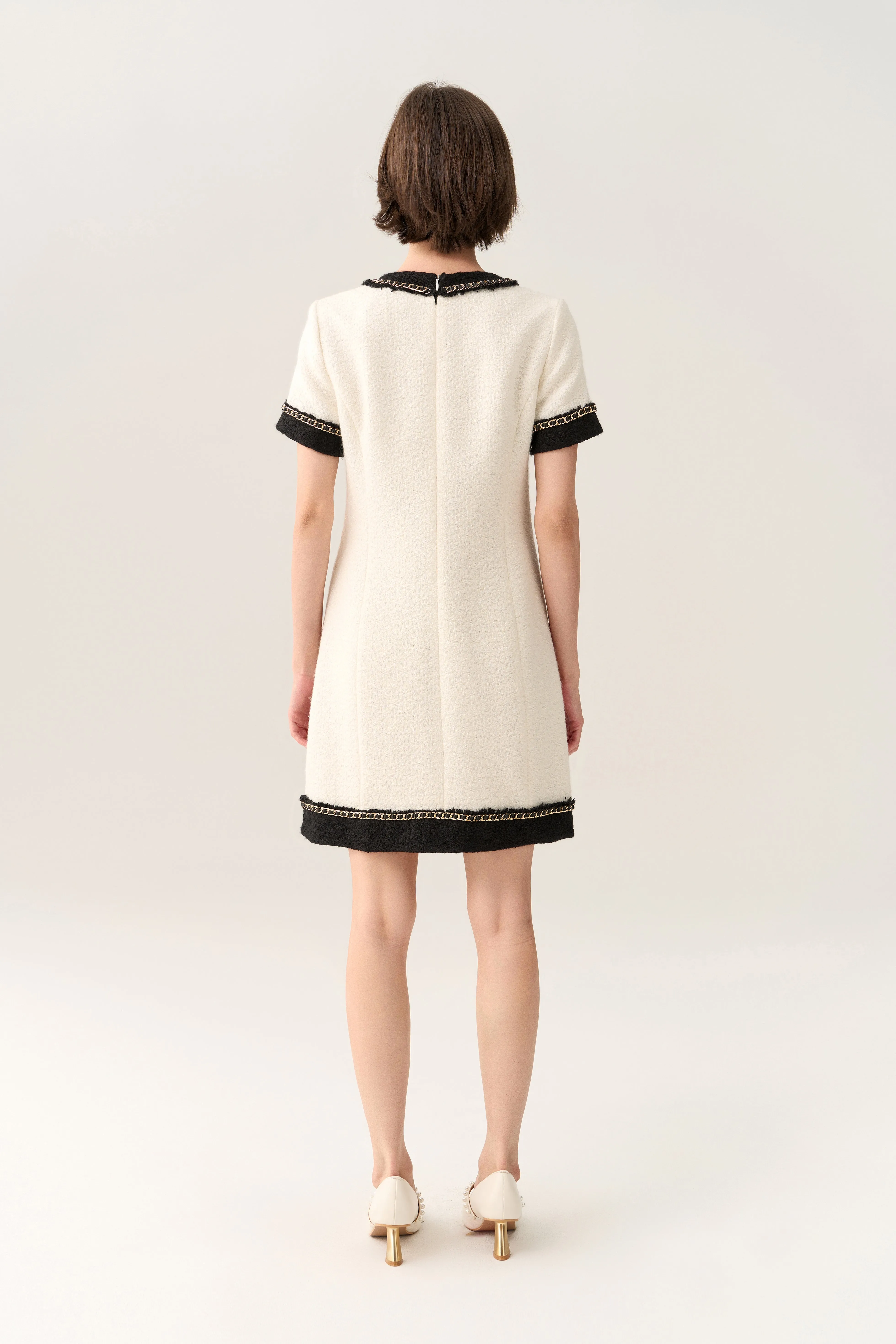 Classy Contrast Tweed Dress