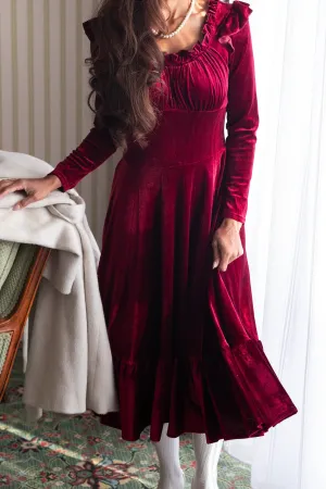 Cleopatra Flare Dress in Wine Velvet - FINAL SALE