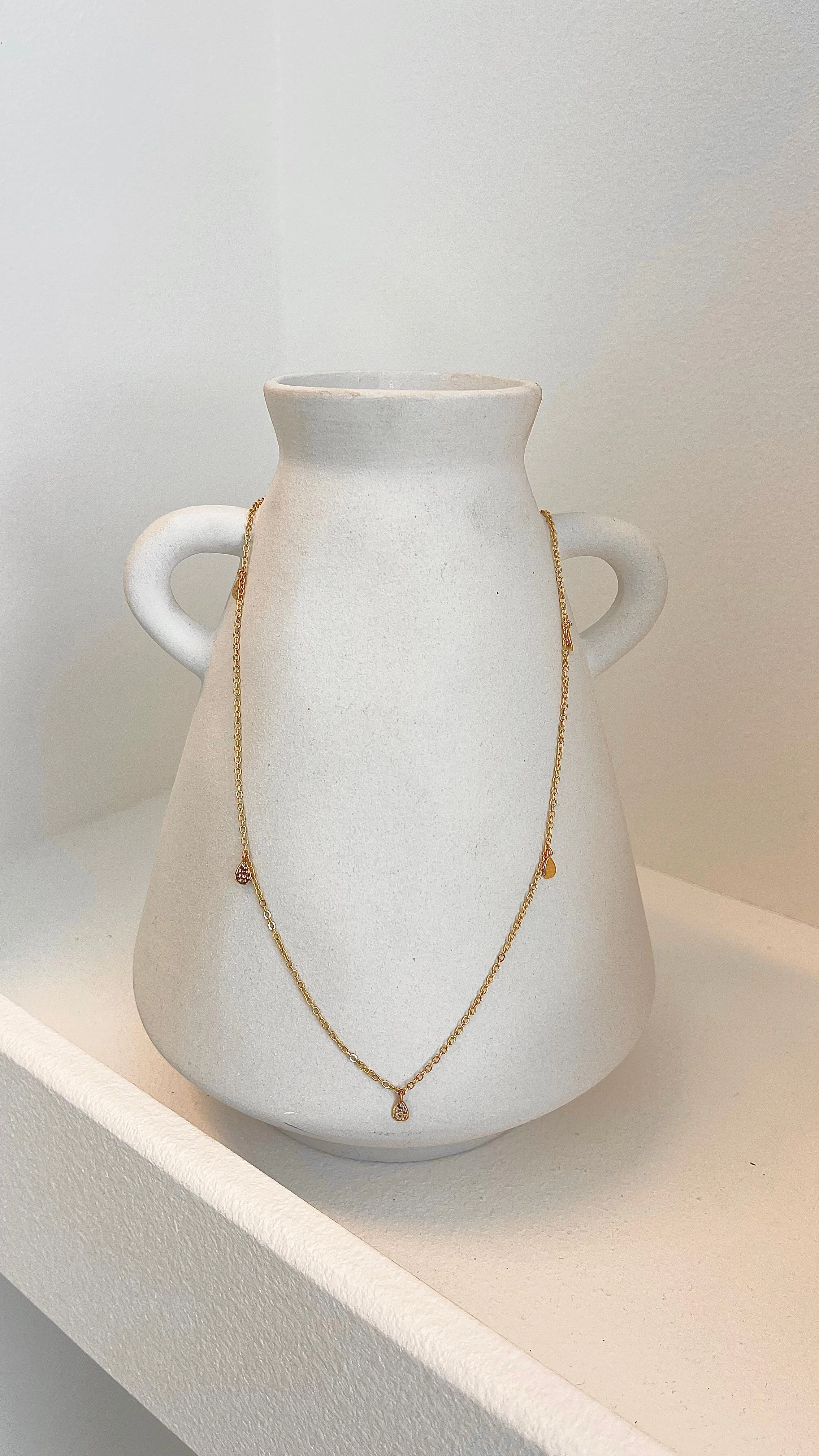 Diamanté Teardrop 18K Gold Plated Necklace - Gold