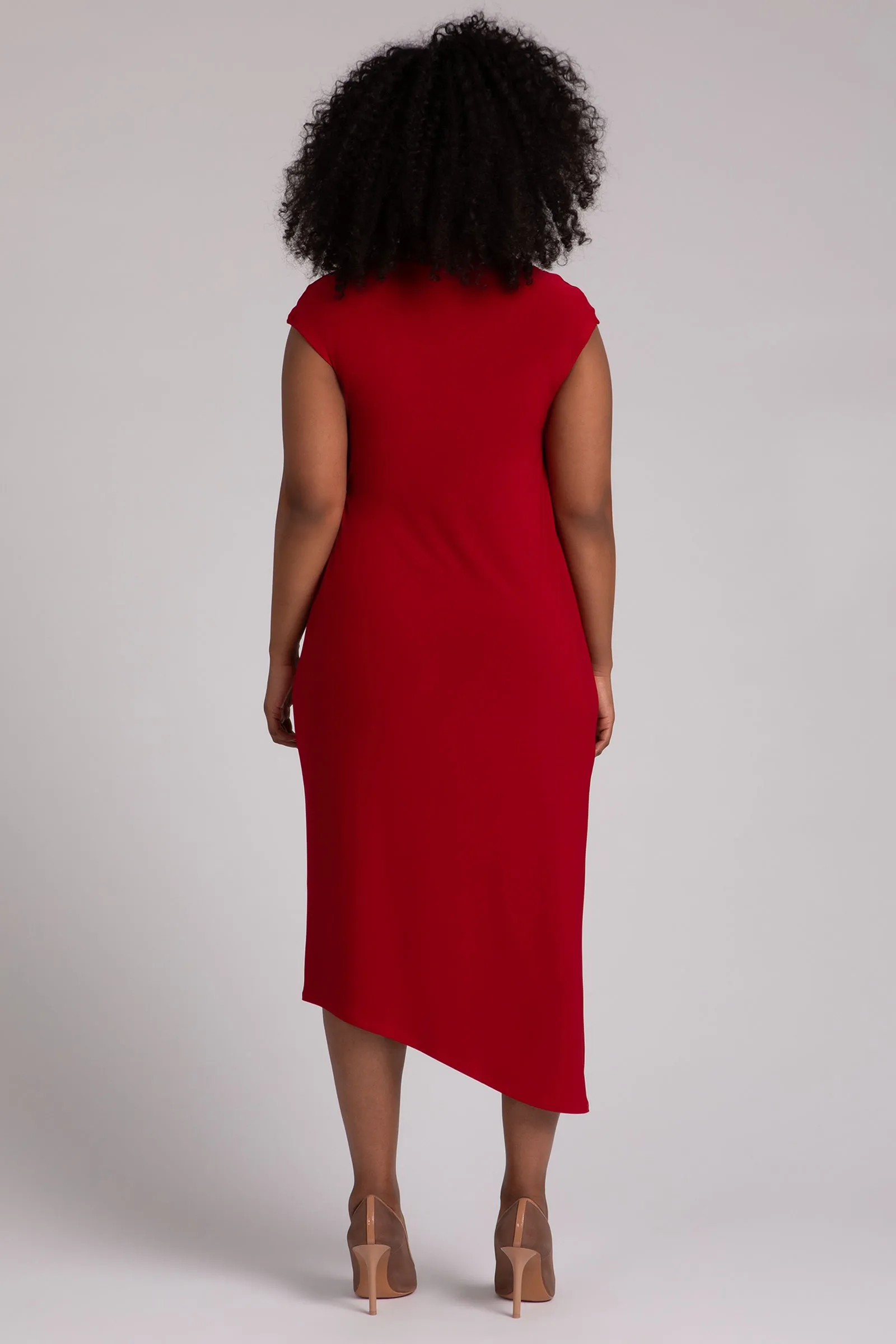 Draped Cowl Dress | Red