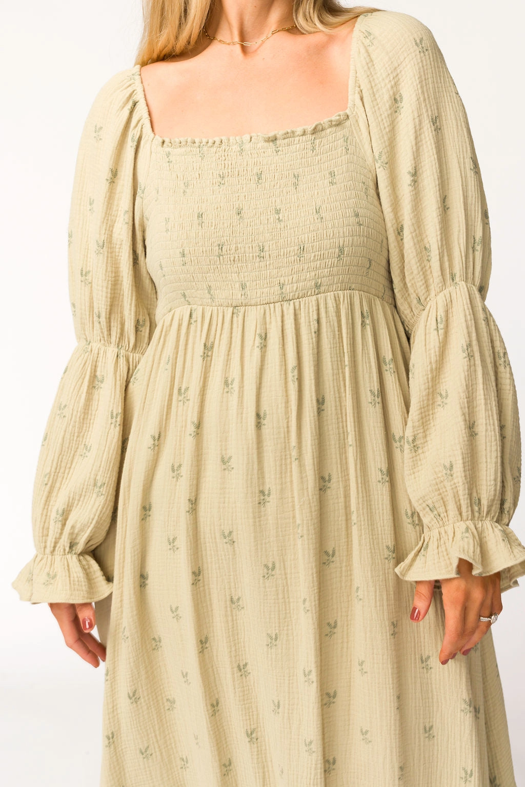 Emerson Gauze Maxi Dress in Thyme - Bump Friendly