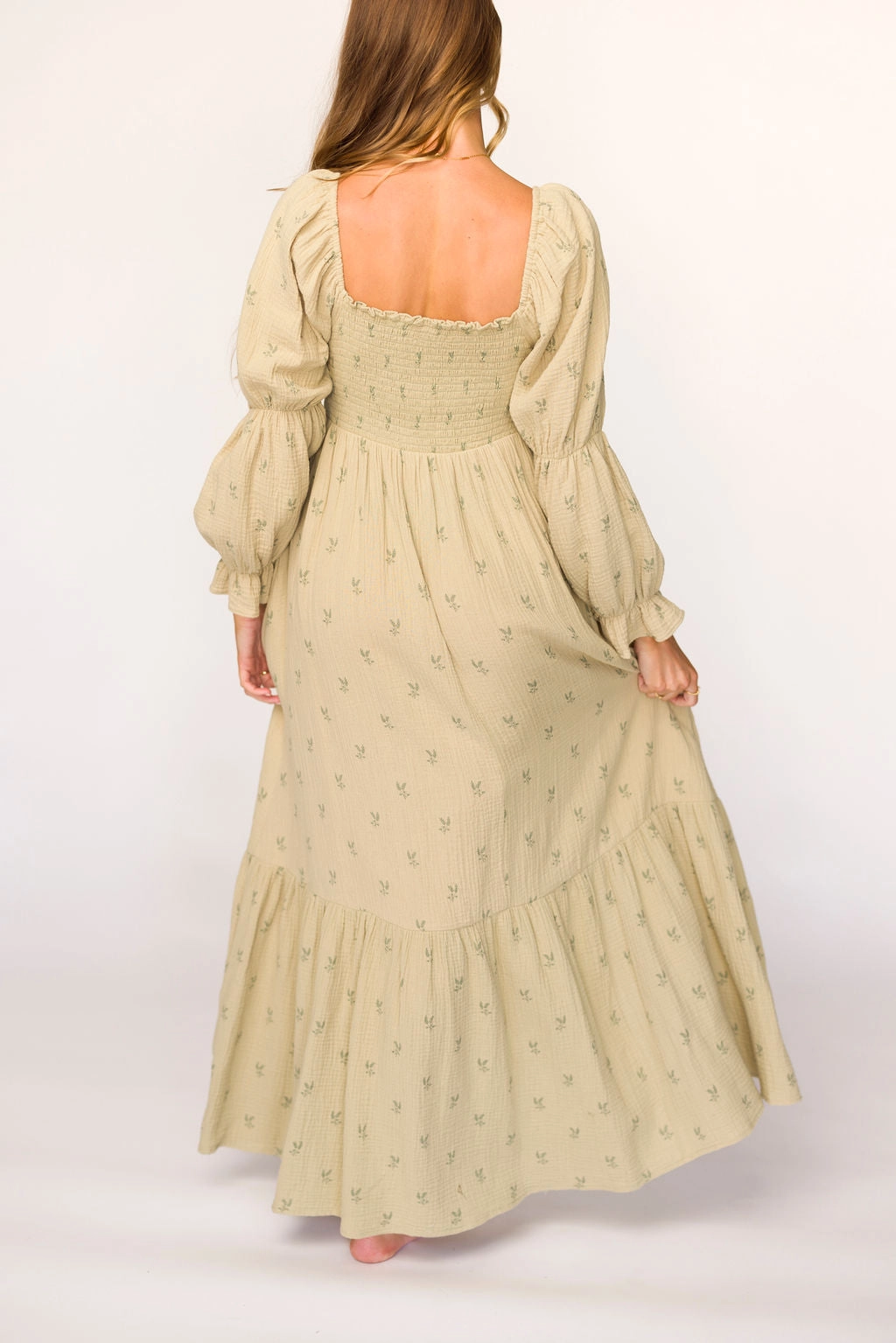 Emerson Gauze Maxi Dress in Thyme - Bump Friendly