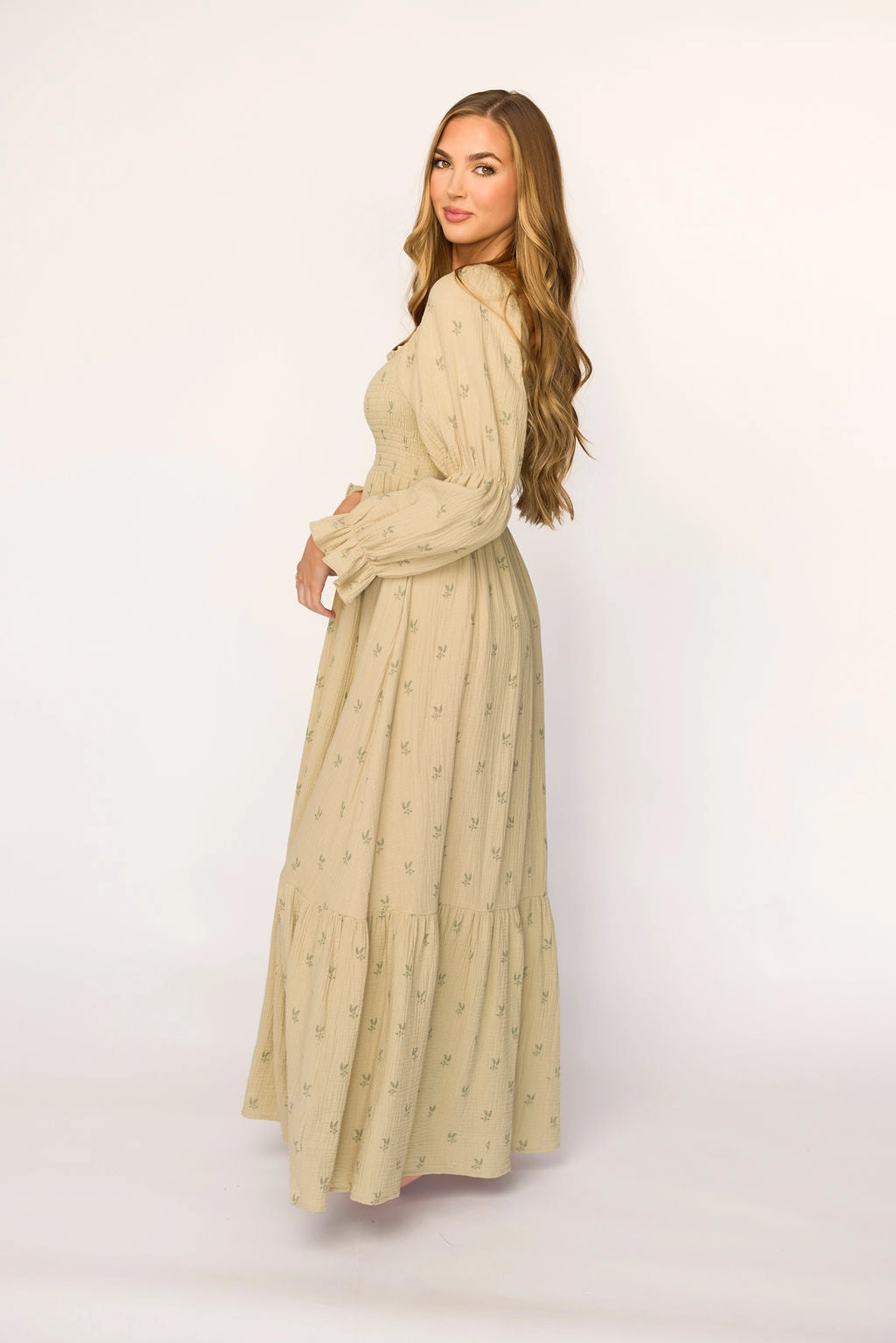 Emerson Gauze Maxi Dress in Thyme - Bump Friendly