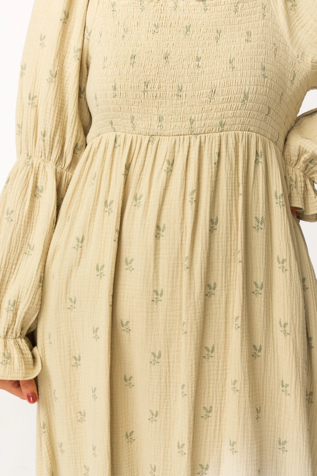 Emerson Gauze Maxi Dress in Thyme - Bump Friendly