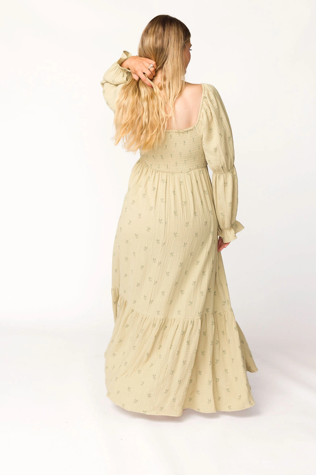 Emerson Gauze Maxi Dress in Thyme - Bump Friendly