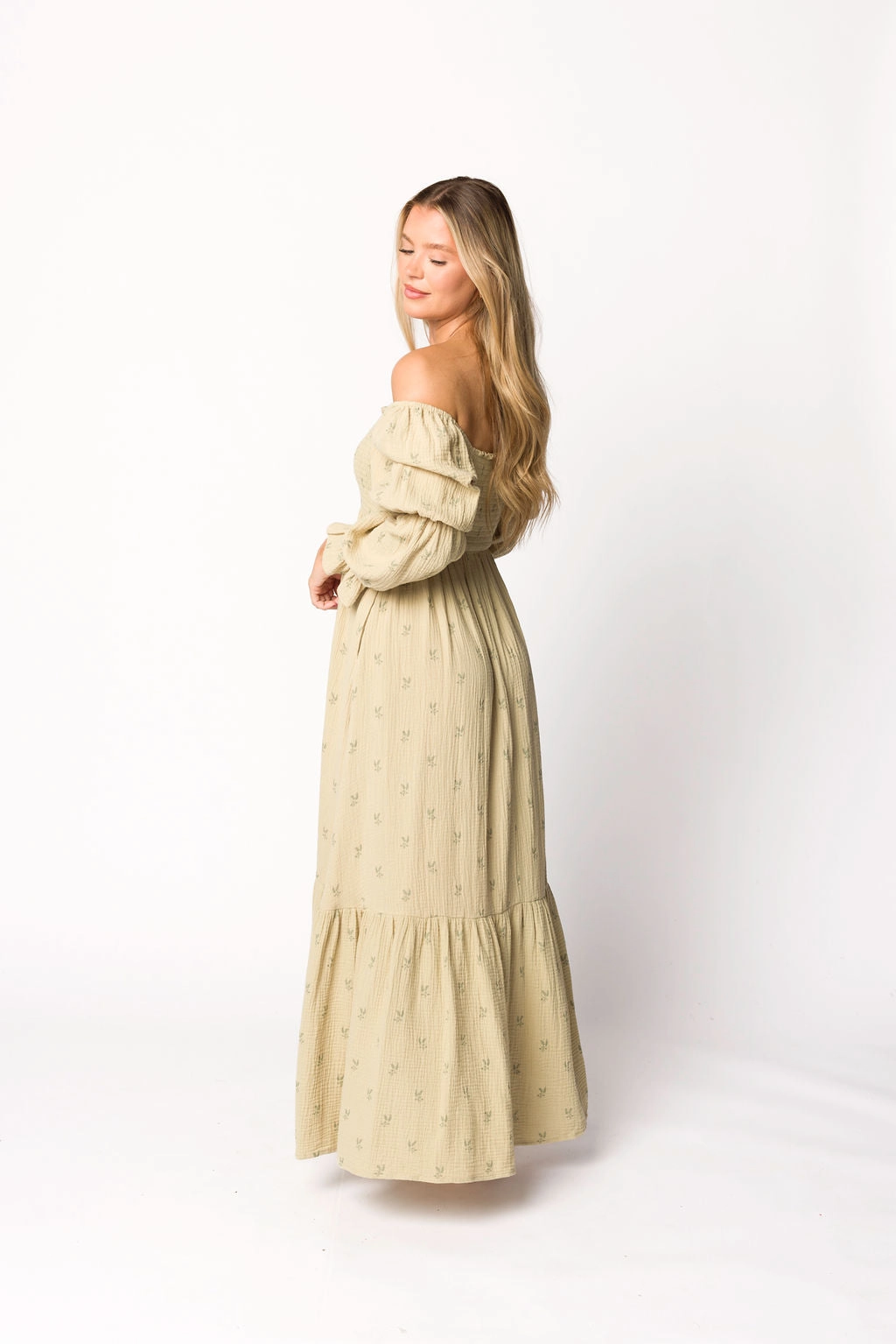 Emerson Gauze Maxi Dress in Thyme - Bump Friendly