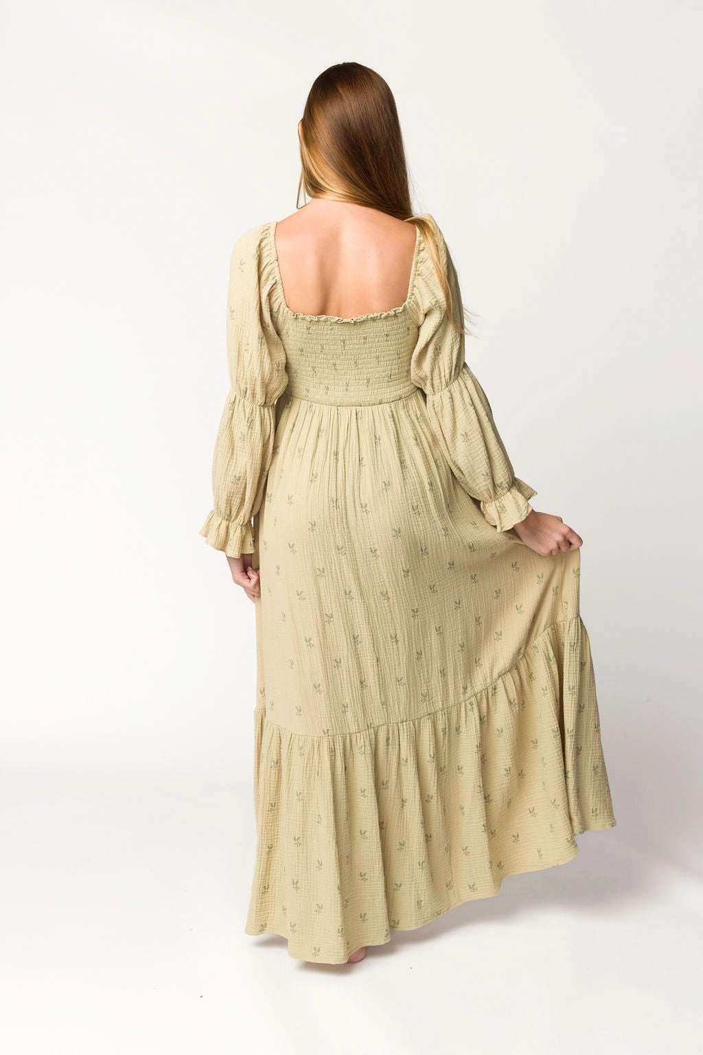 Emerson Gauze Maxi Dress in Thyme - Bump Friendly
