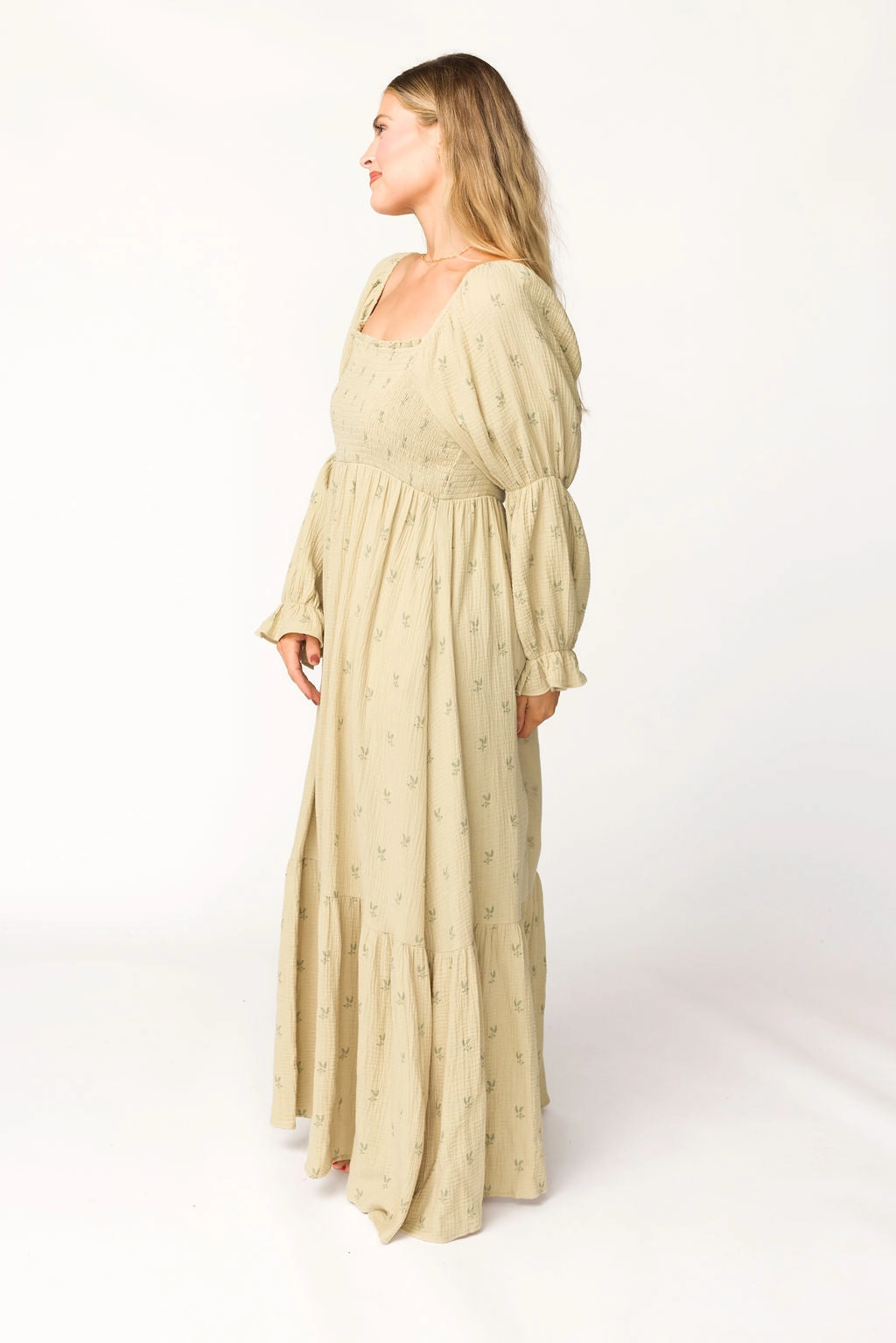 Emerson Gauze Maxi Dress in Thyme - Bump Friendly