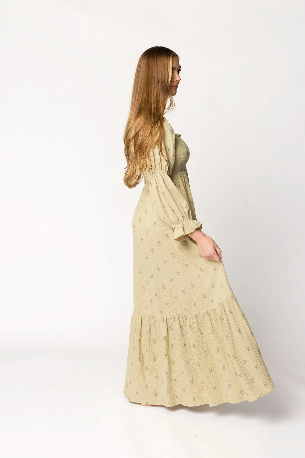 Emerson Gauze Maxi Dress in Thyme - Bump Friendly