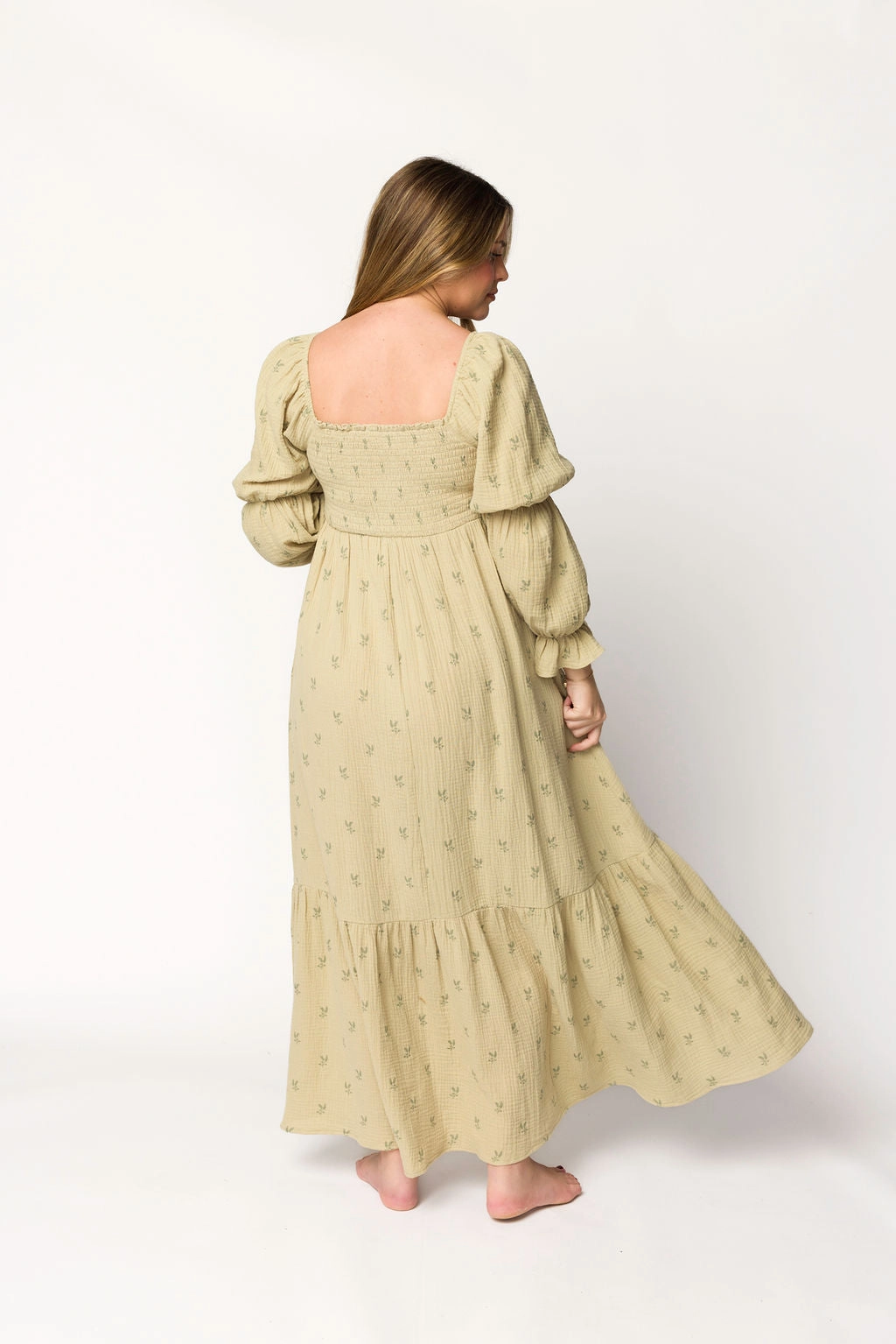 Emerson Gauze Maxi Dress in Thyme - Bump Friendly