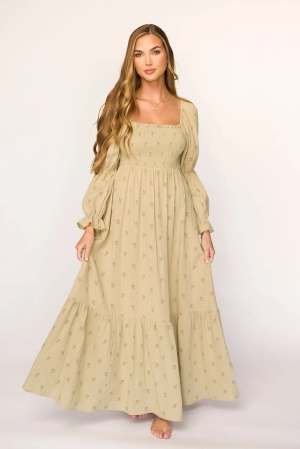 Emerson Gauze Maxi Dress in Thyme - Bump Friendly
