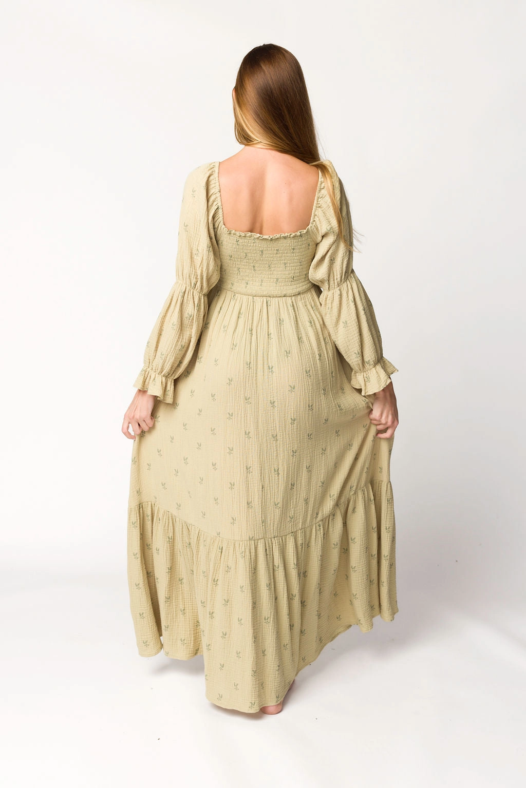 Emerson Gauze Maxi Dress in Thyme - Bump Friendly