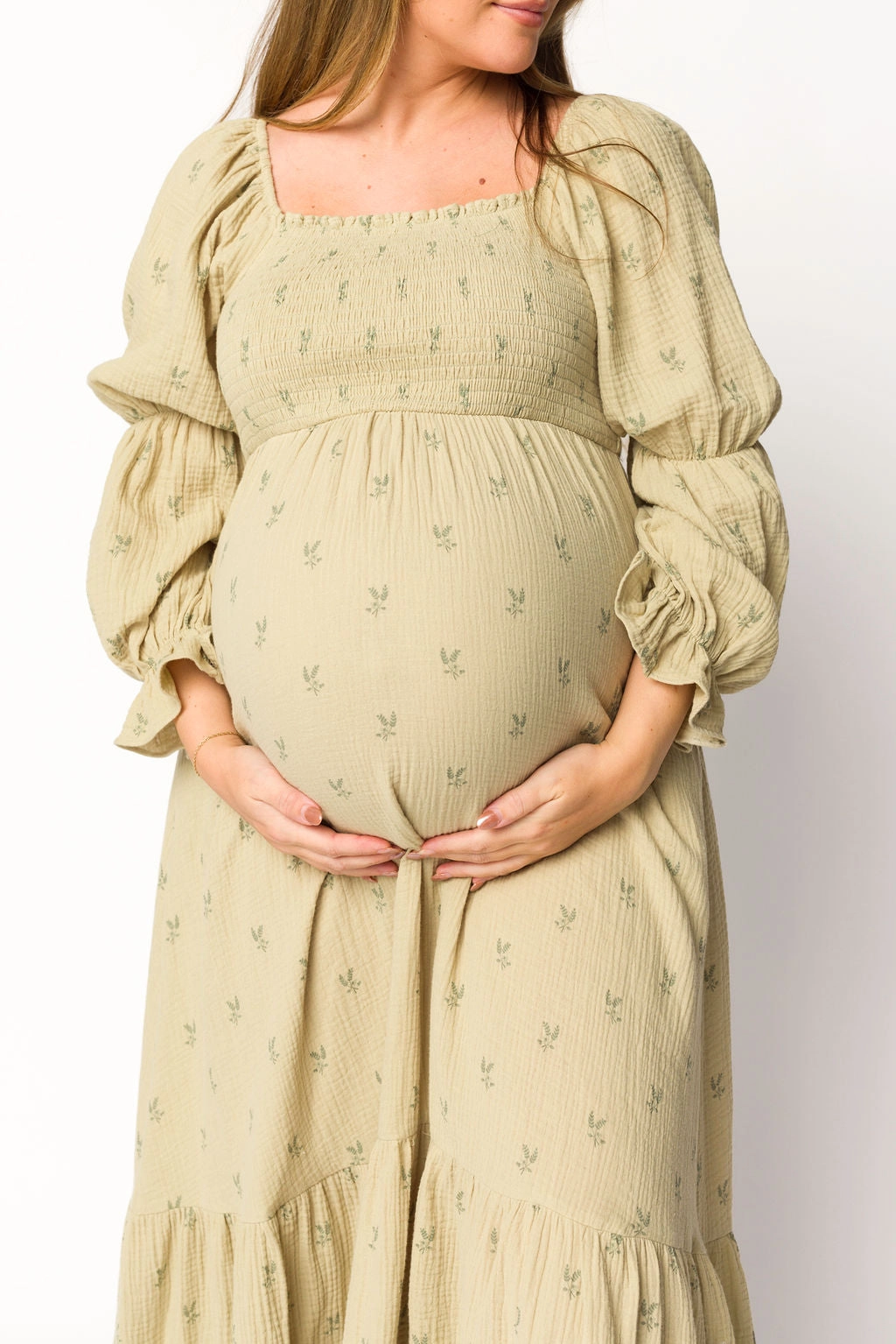 Emerson Gauze Maxi Dress in Thyme - Bump Friendly