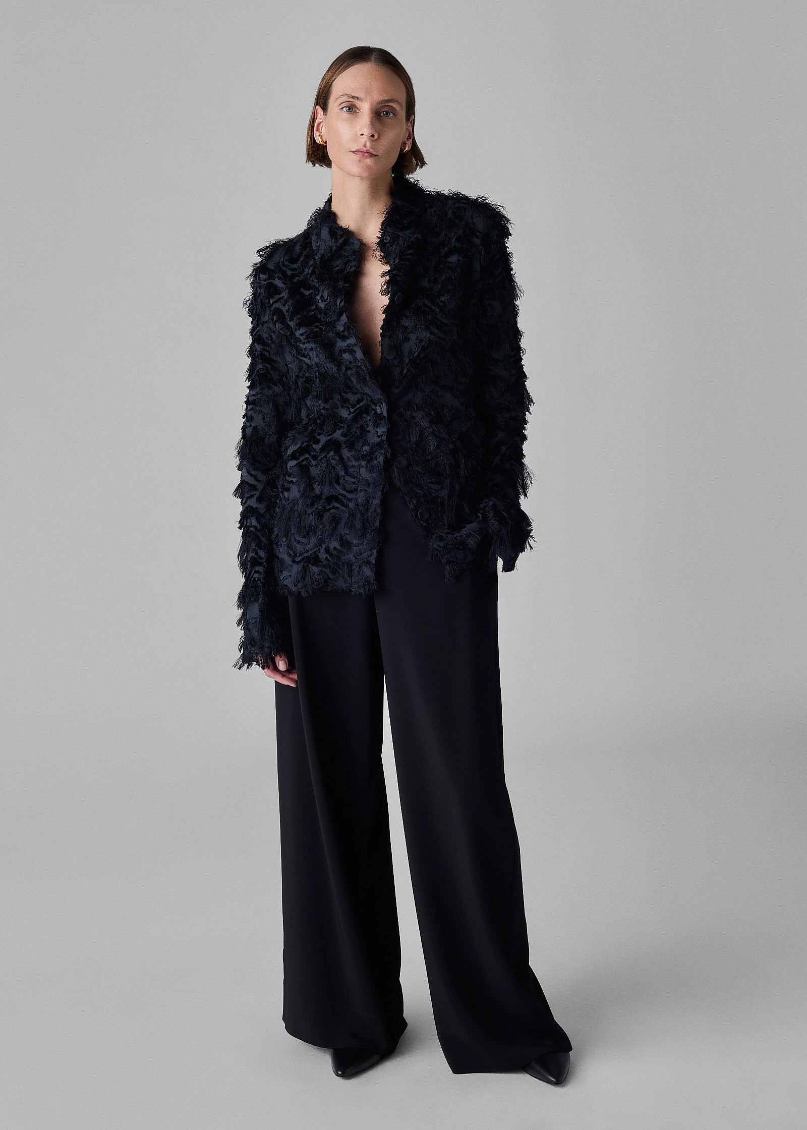 Evening Shirt Jacket in Fil Coupe - Navy