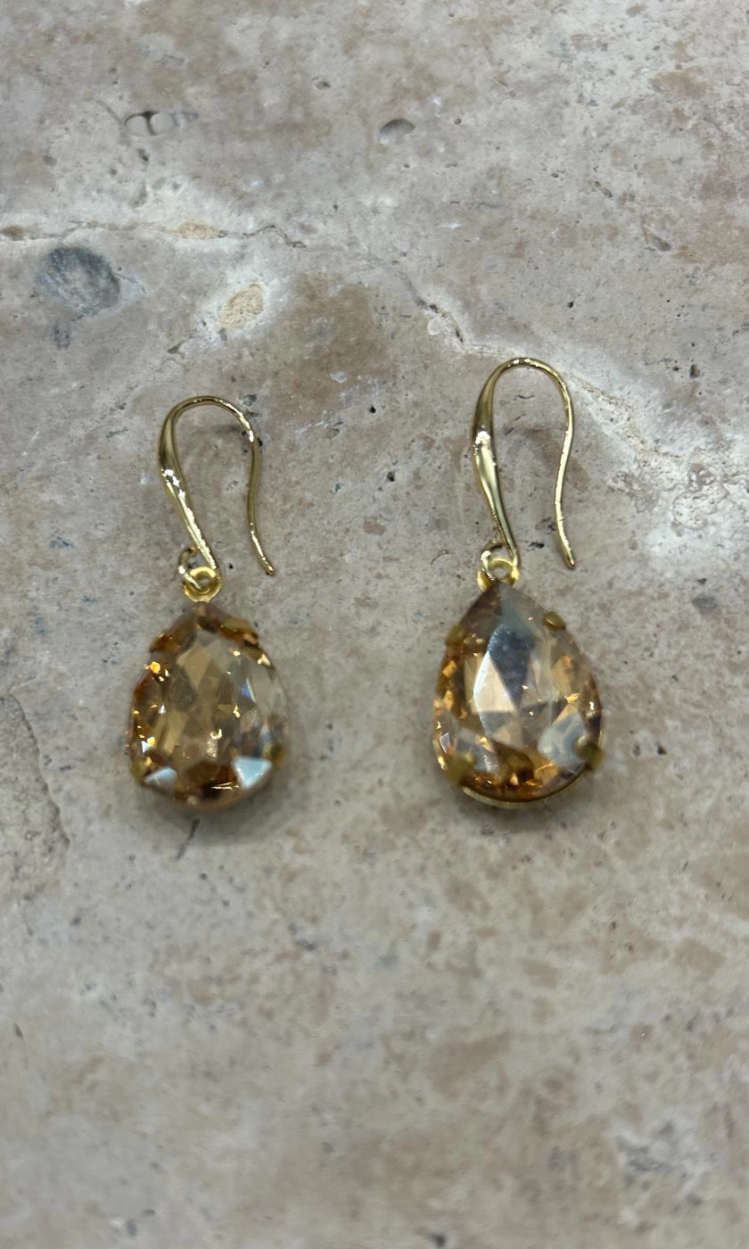 Fleur Light Amber Teardrop Hook Earrings
