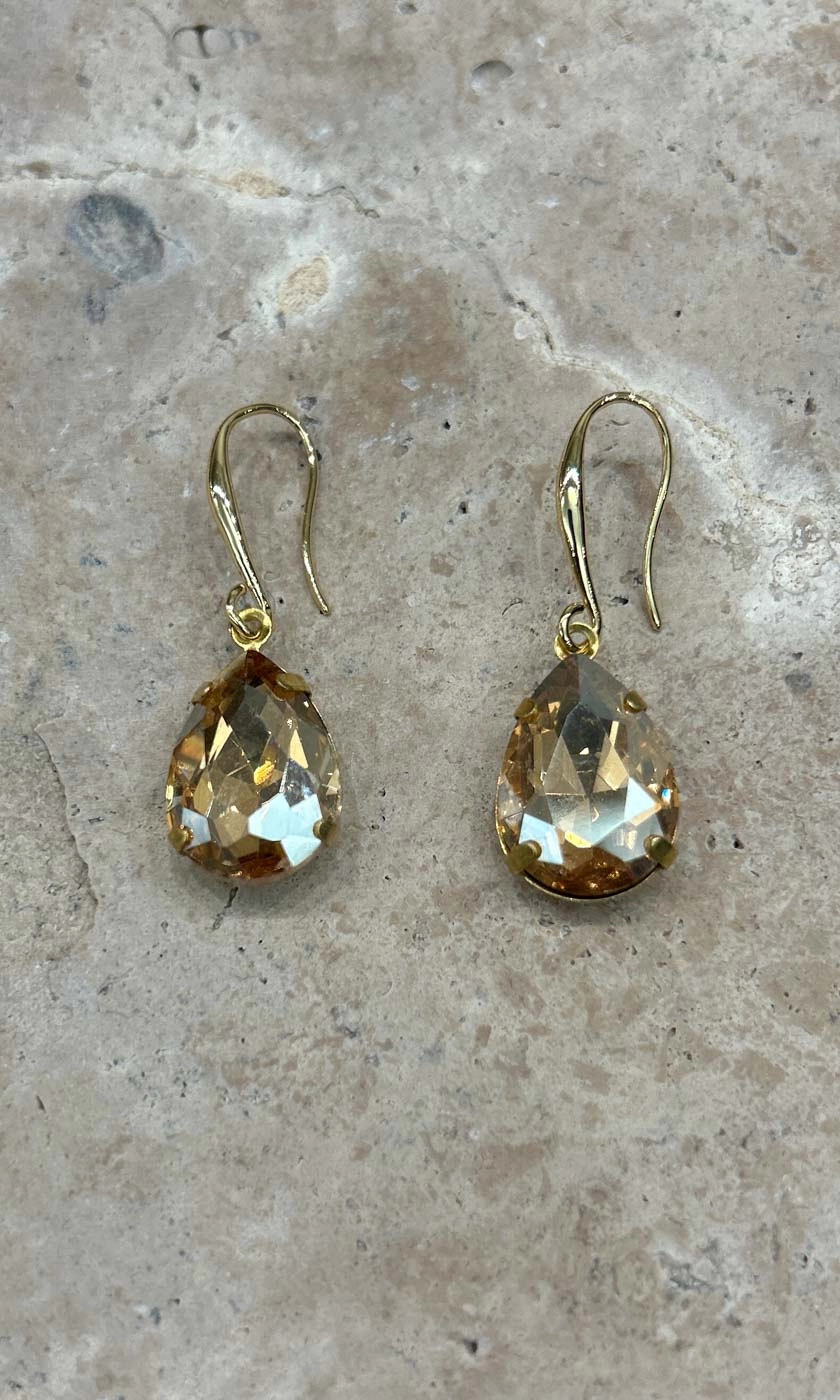 Fleur Light Amber Teardrop Hook Earrings