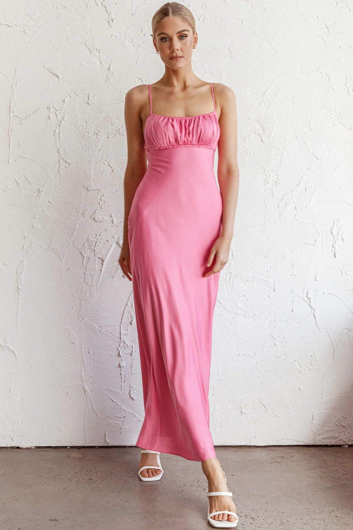 From Above V-Back Midi Dress Hot Pink