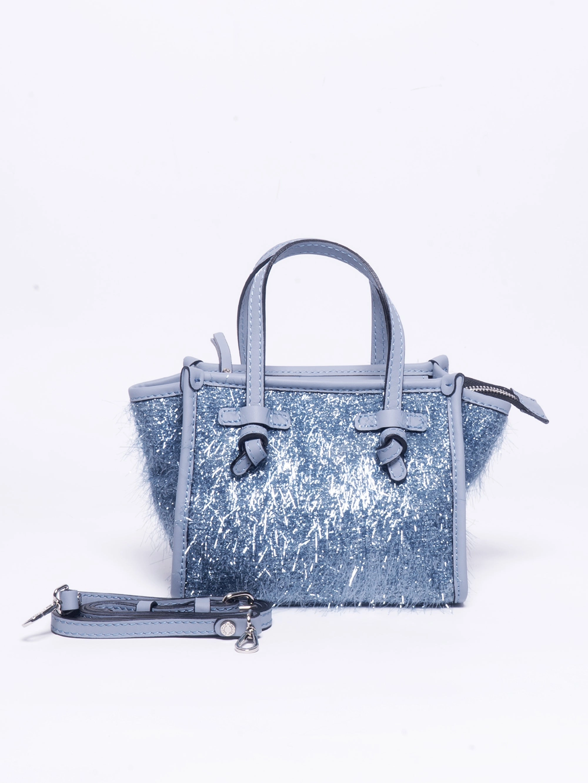 Handbag with Blue Frisé Fringes