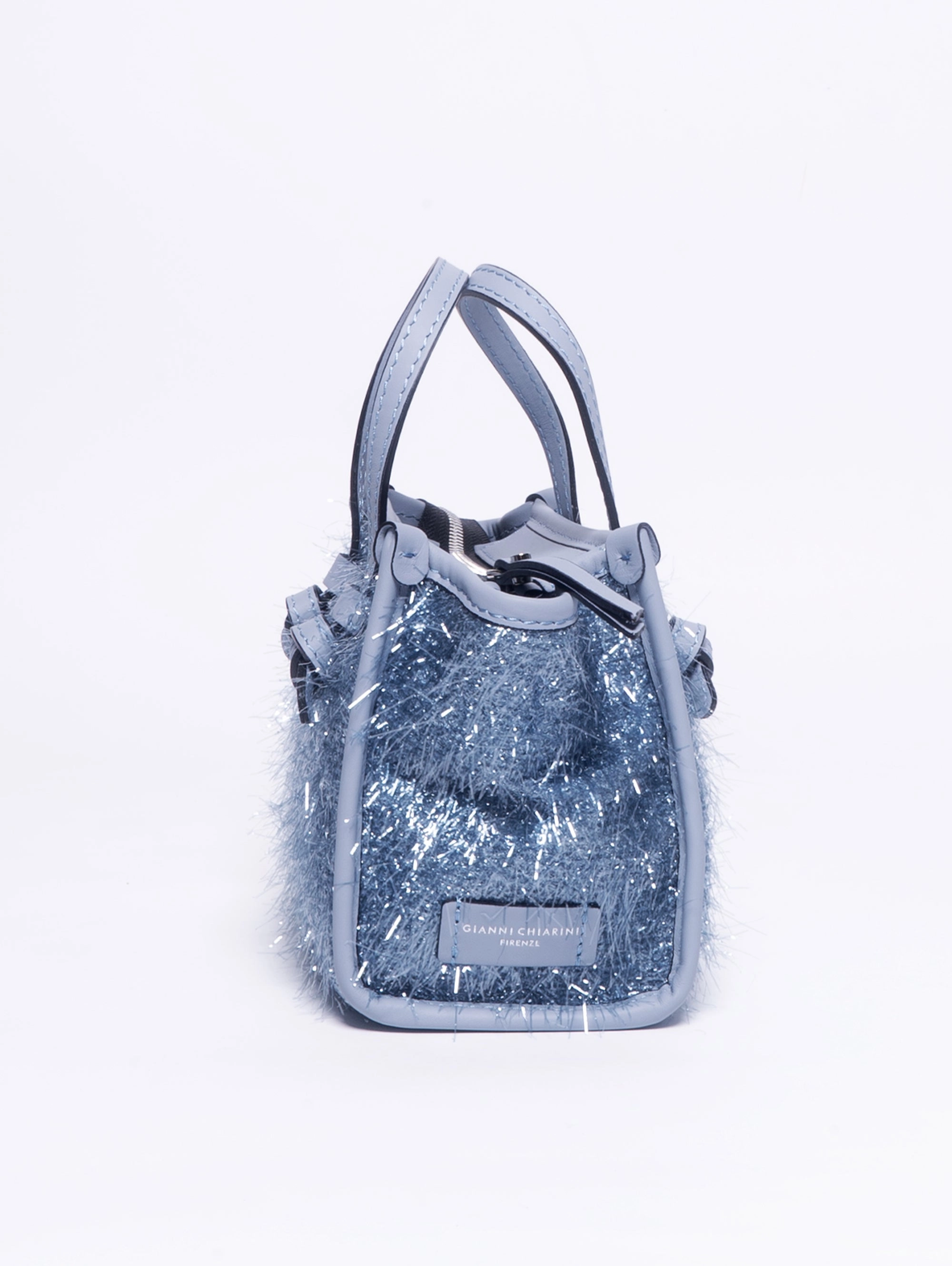 Handbag with Blue Frisé Fringes