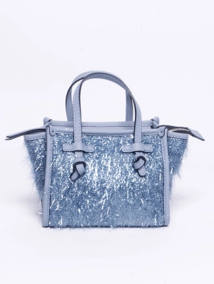 Handbag with Blue Frisé Fringes