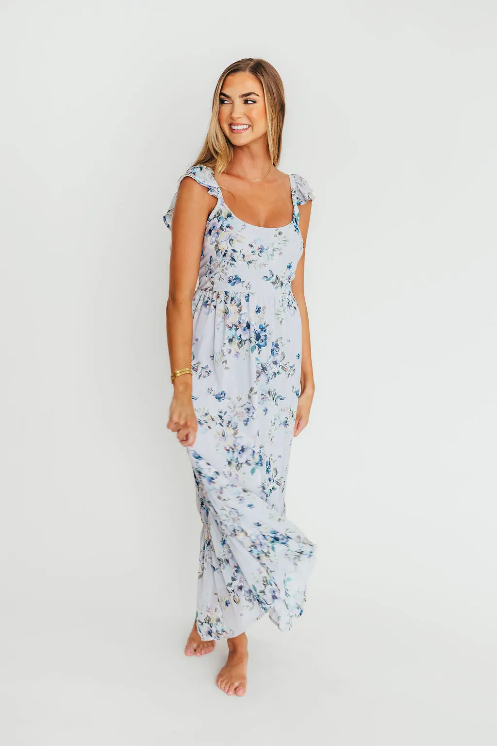 Hazel Open Tie Back Maxi Dress In Purple
