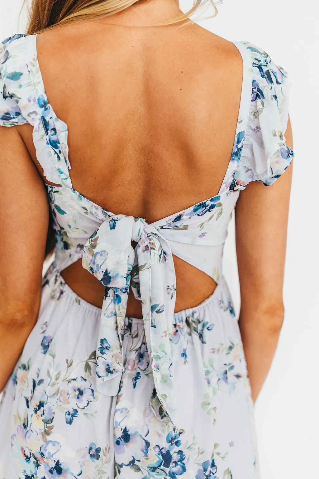 Hazel Open Tie Back Maxi Dress In Purple