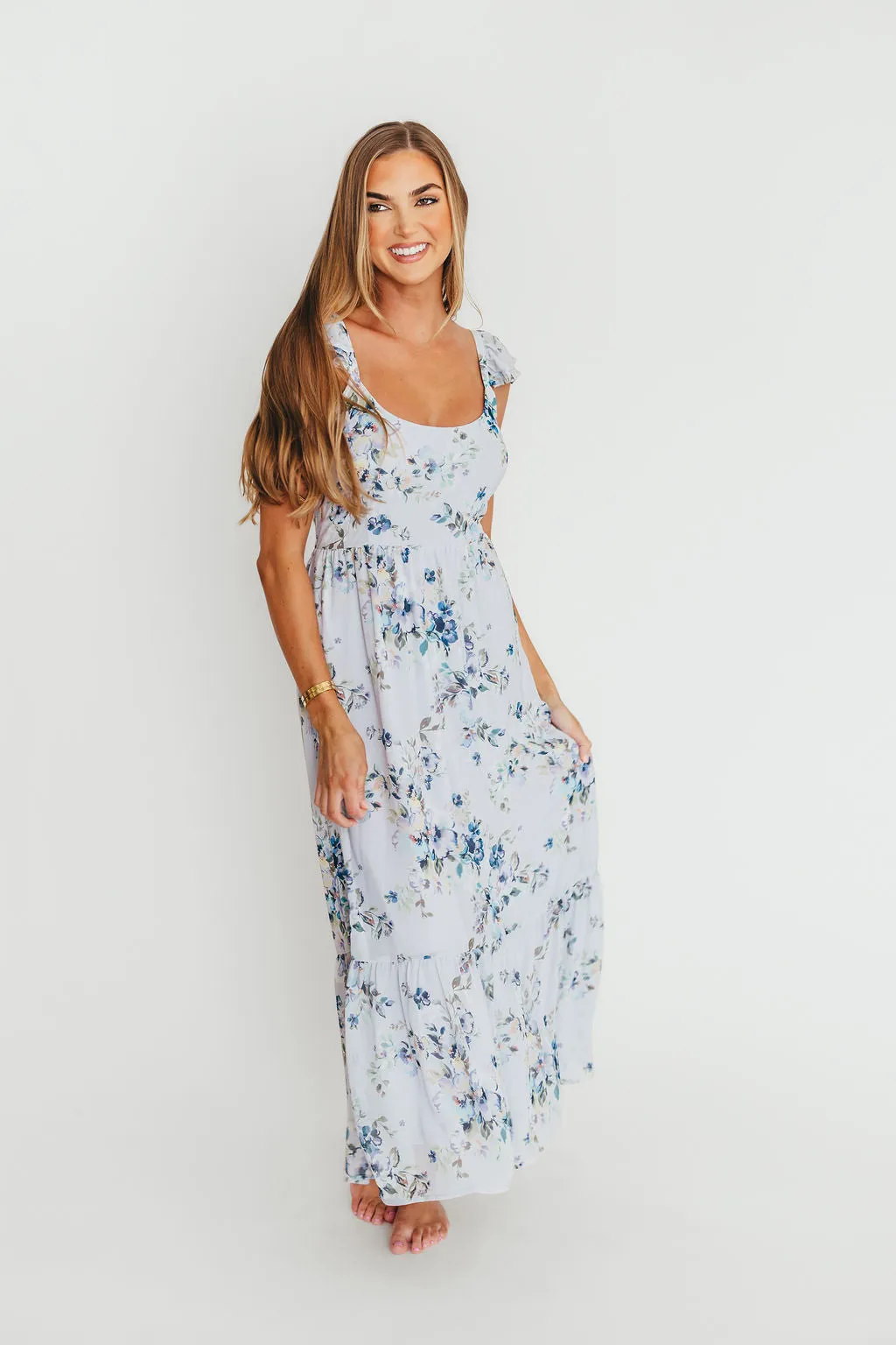 Hazel Open Tie Back Maxi Dress In Purple