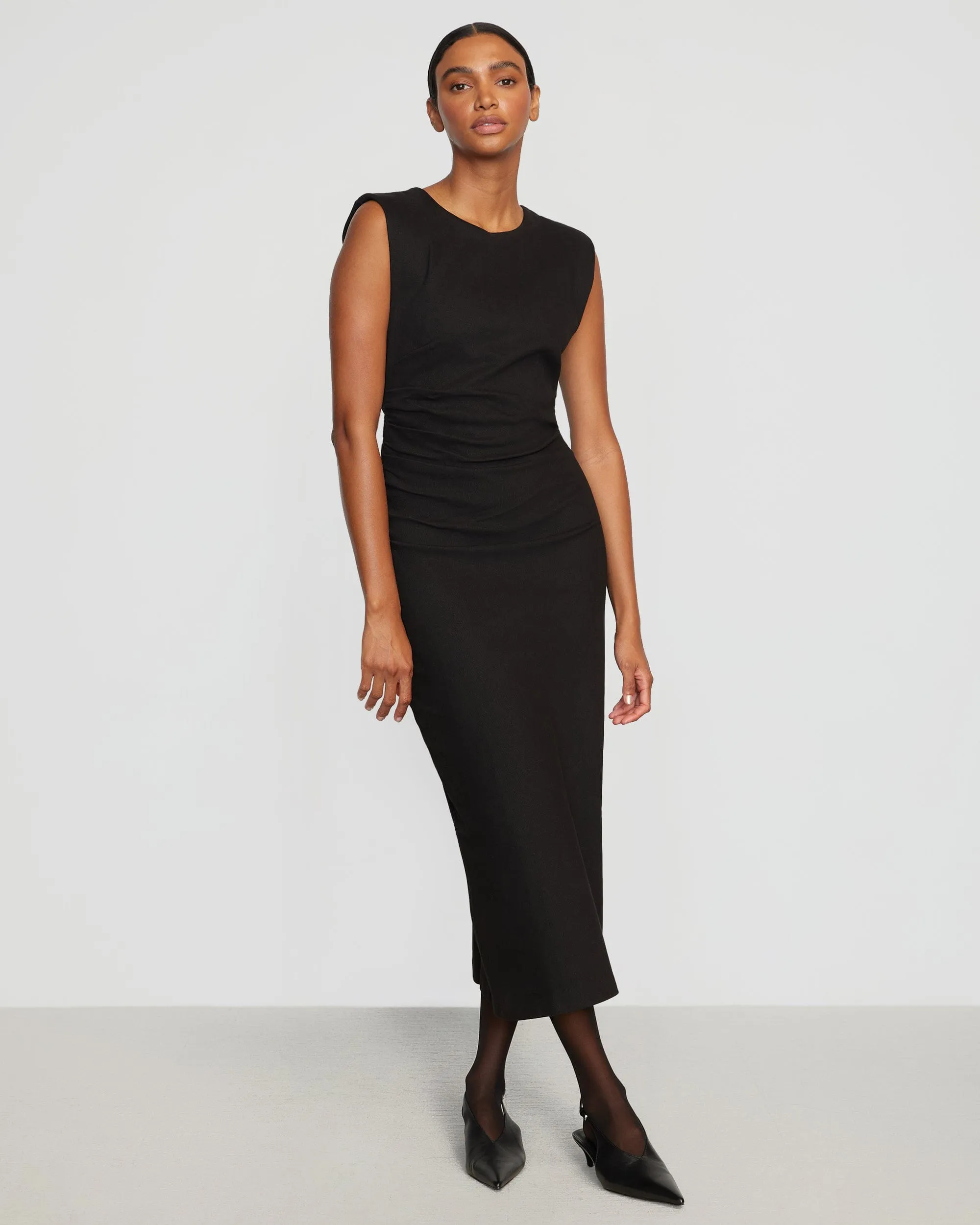 Iman Split-Hem Cotton Twill Dress