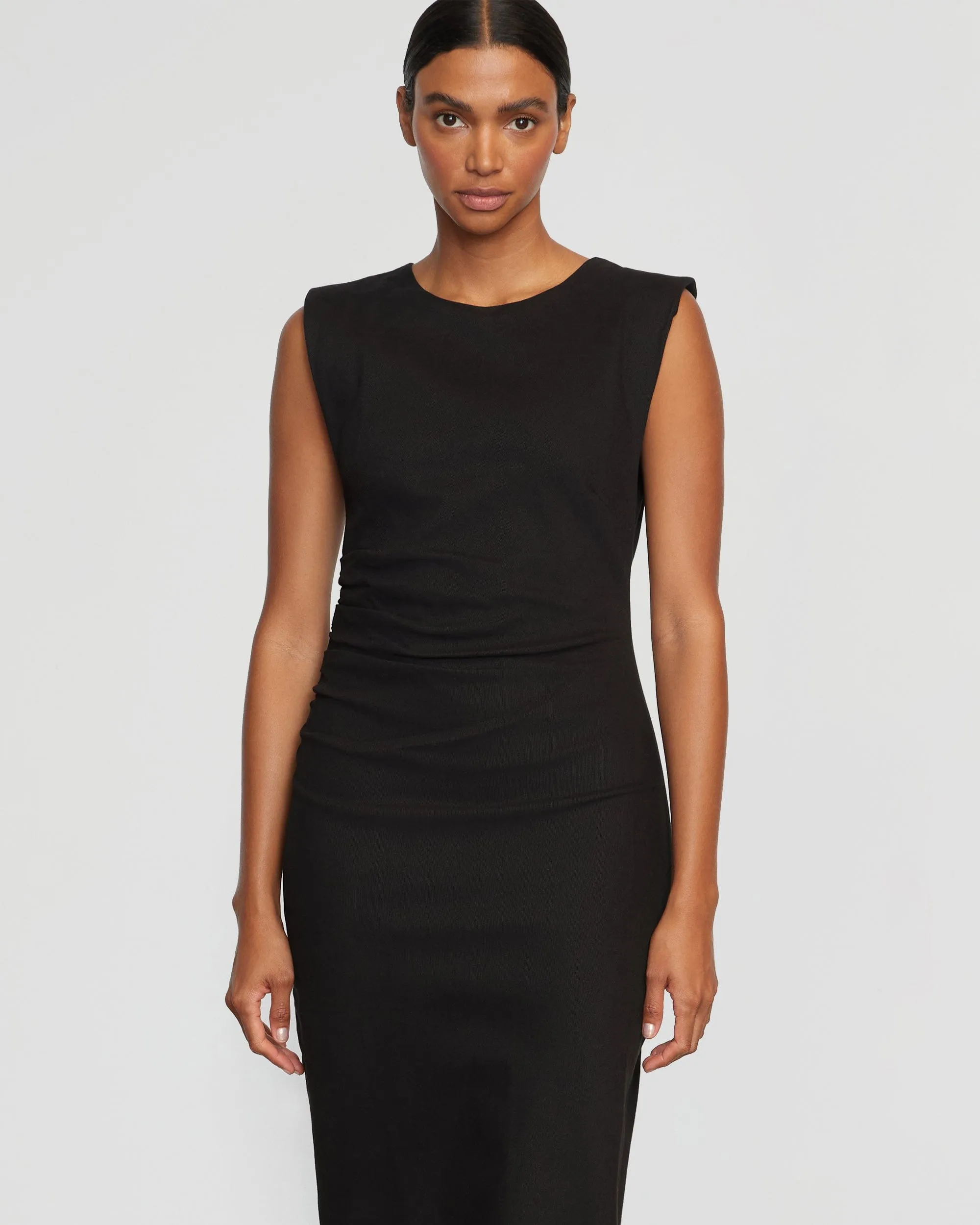 Iman Split-Hem Cotton Twill Dress