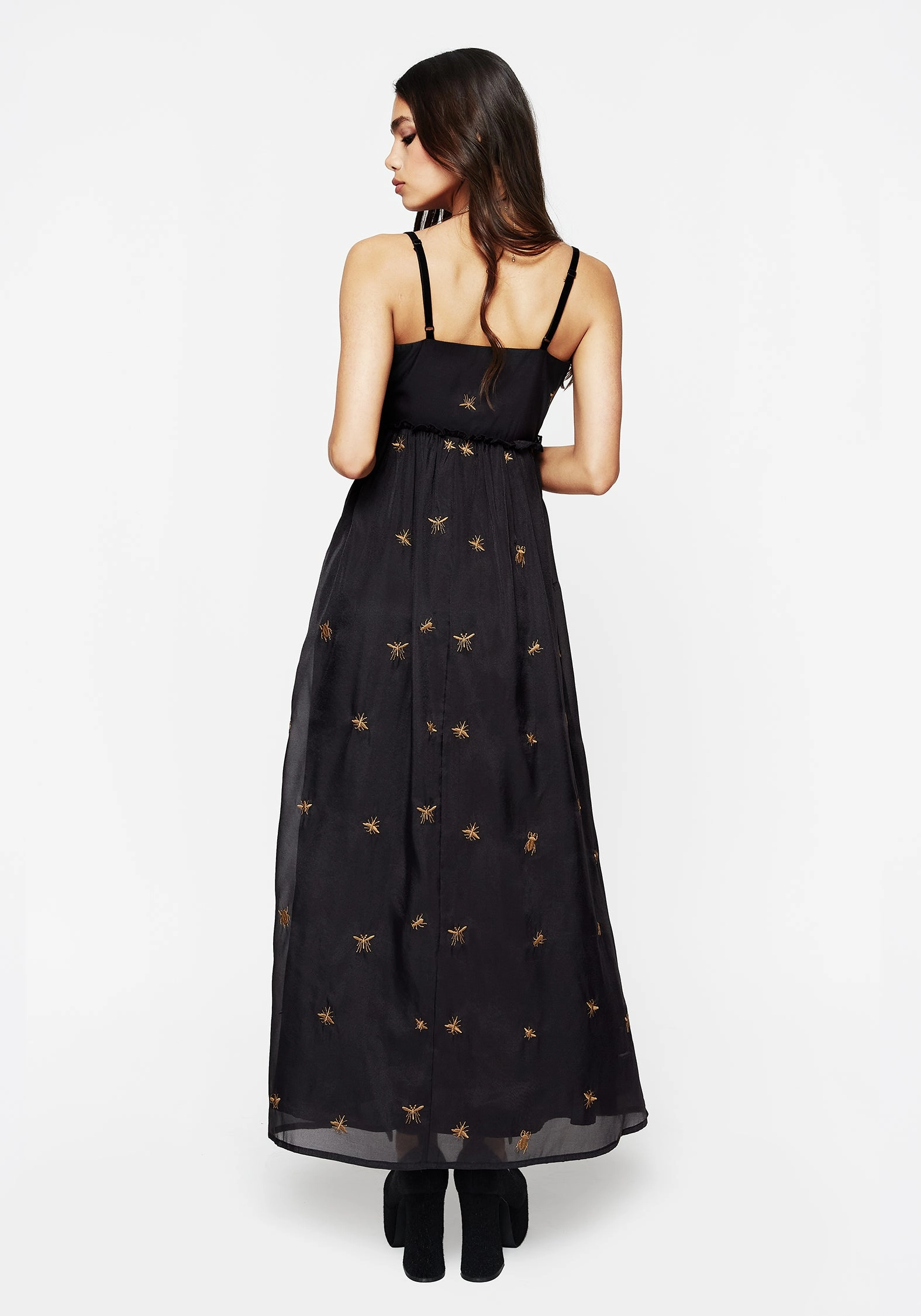 Insectarium Embroidered Organza Cami Gown