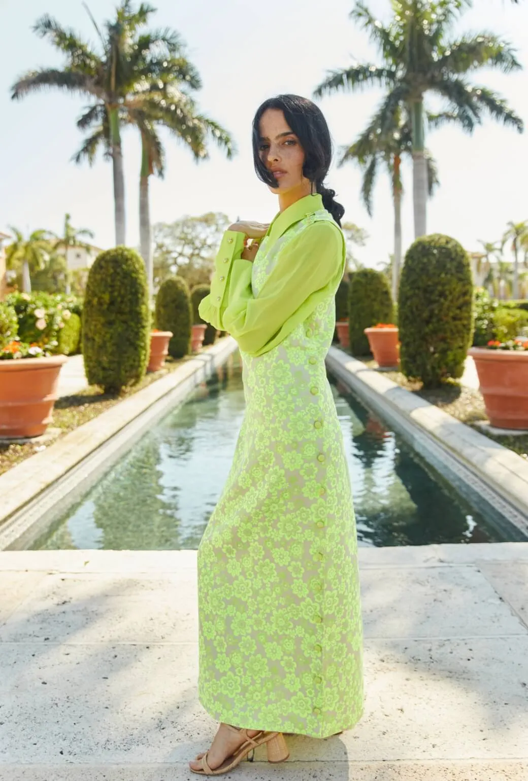 Jackie Dress Tea Length - Lemon Brightline