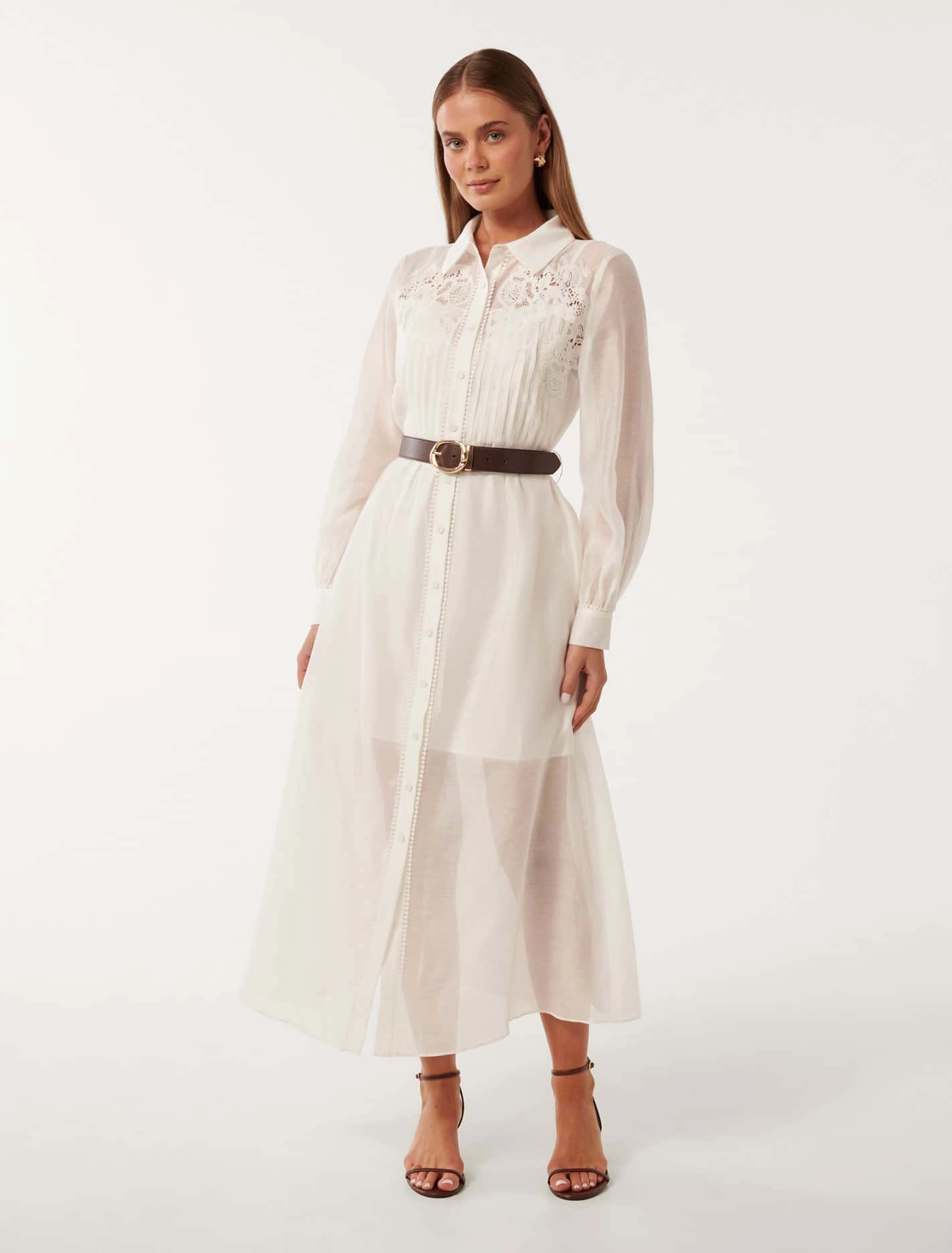 Janice Embroidery Belted Dress