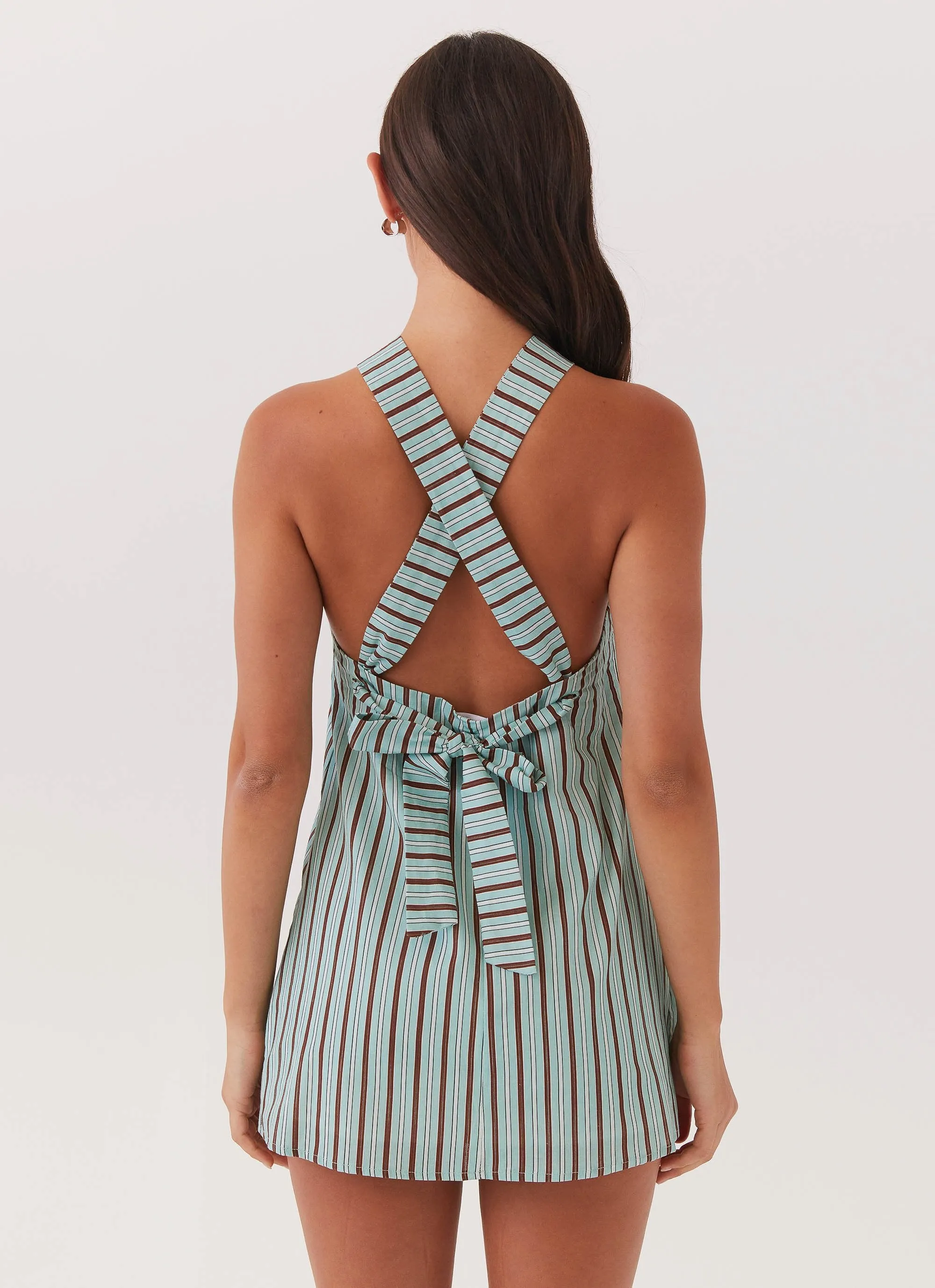 Keira Linen Mini Dress - Coastal Stripe