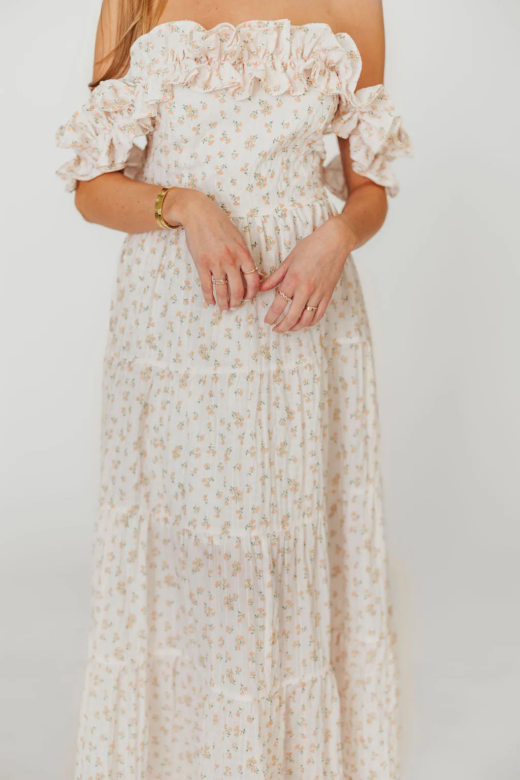 Margot Maxi Dress in Peach Floral