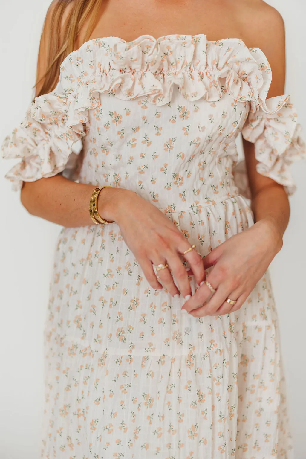 Margot Maxi Dress in Peach Floral