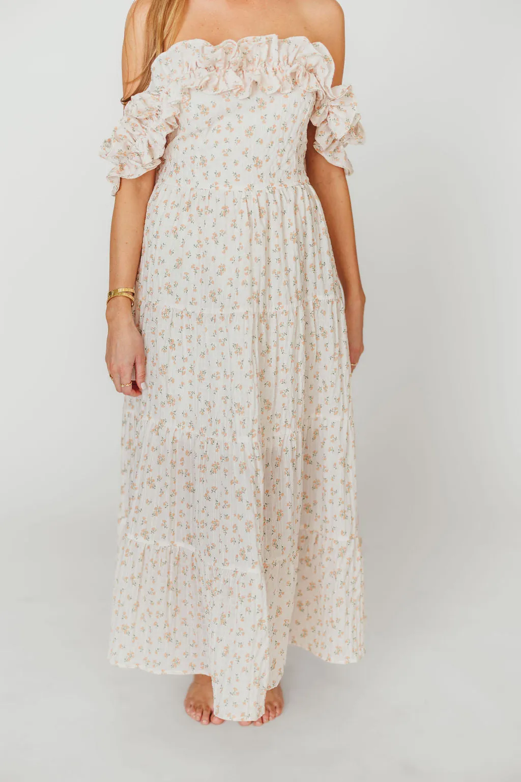 Margot Maxi Dress in Peach Floral