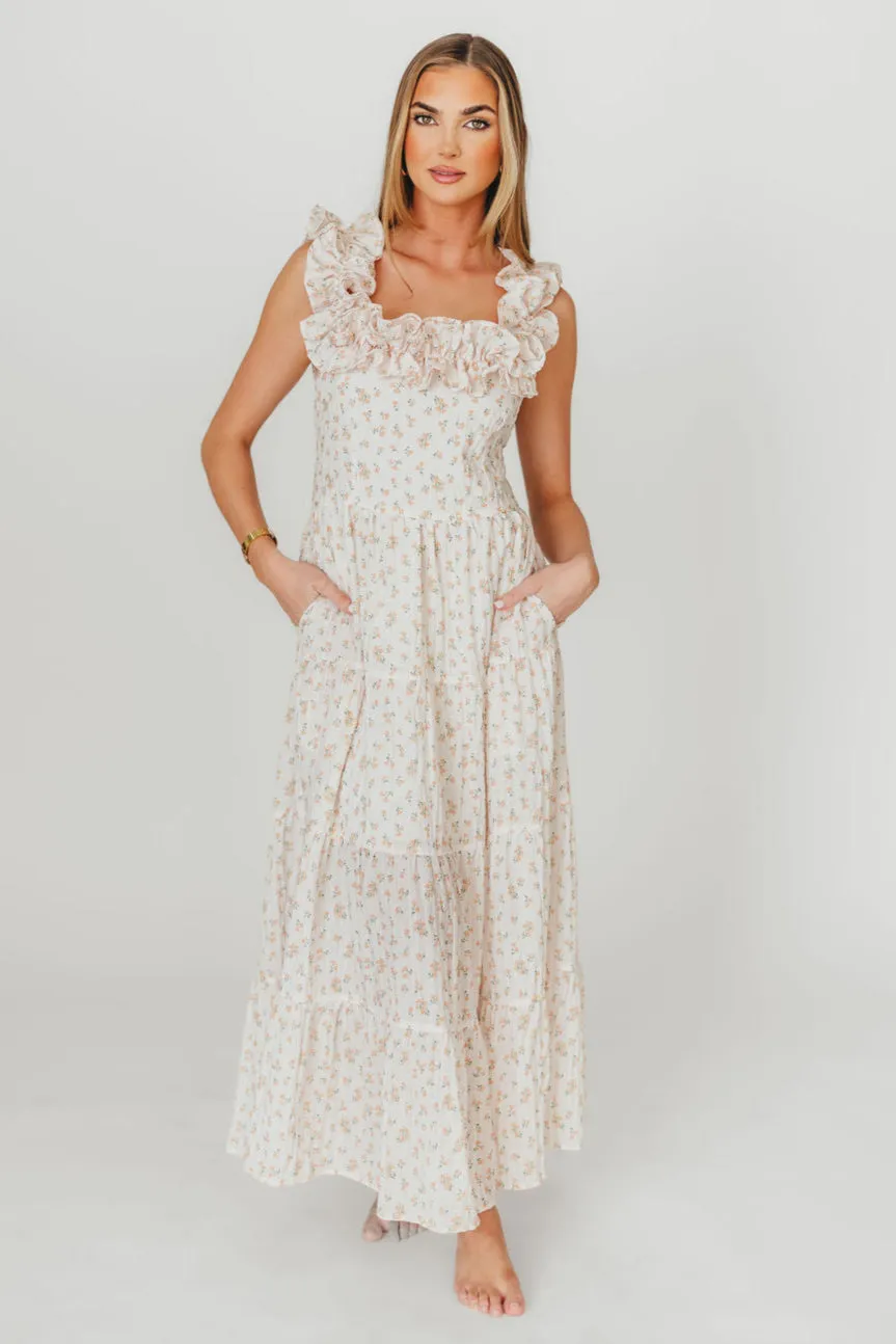 Margot Maxi Dress in Peach Floral