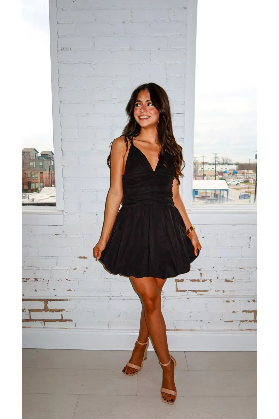 Mila Double Tie Bubble Mini Dress