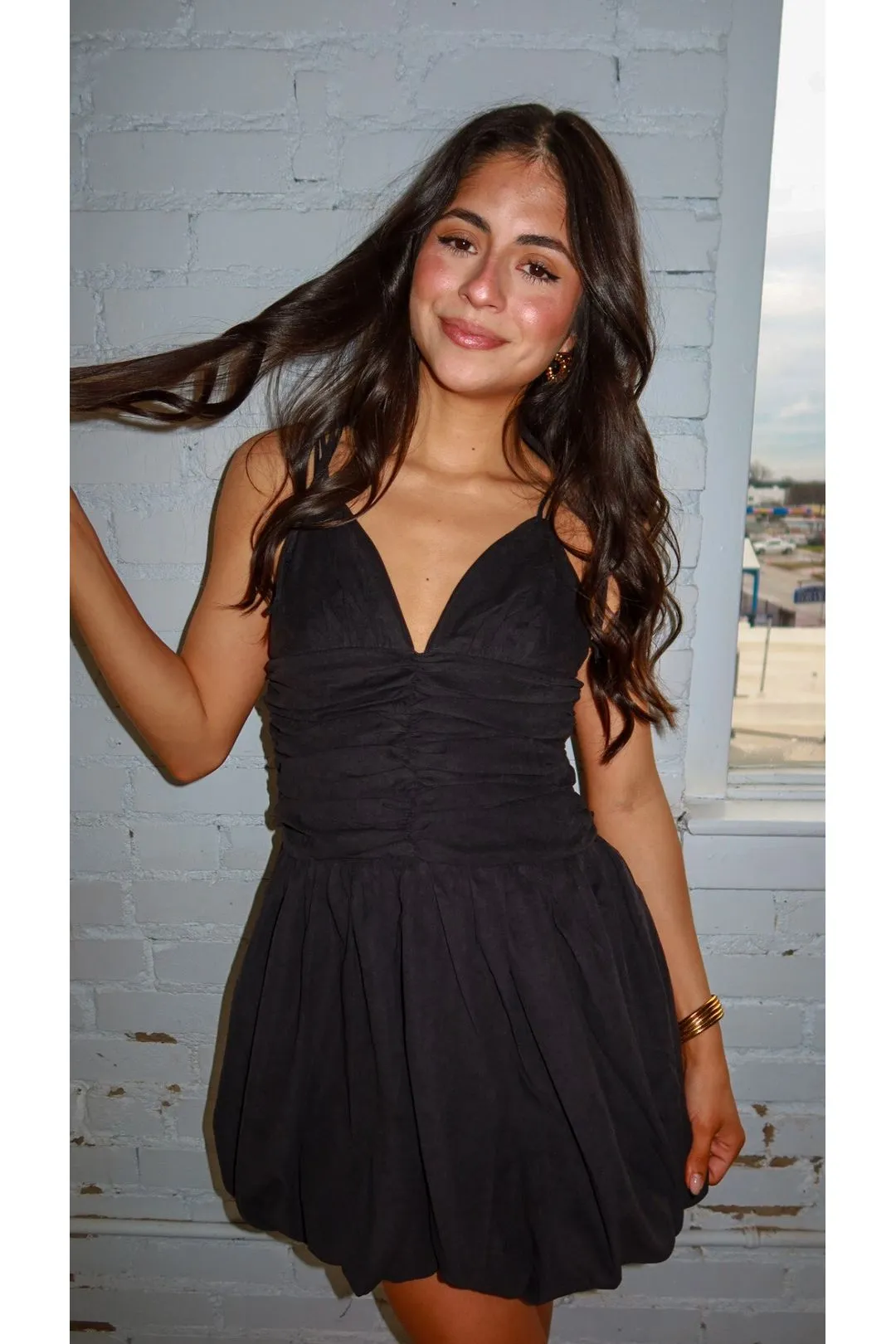 Mila Double Tie Bubble Mini Dress