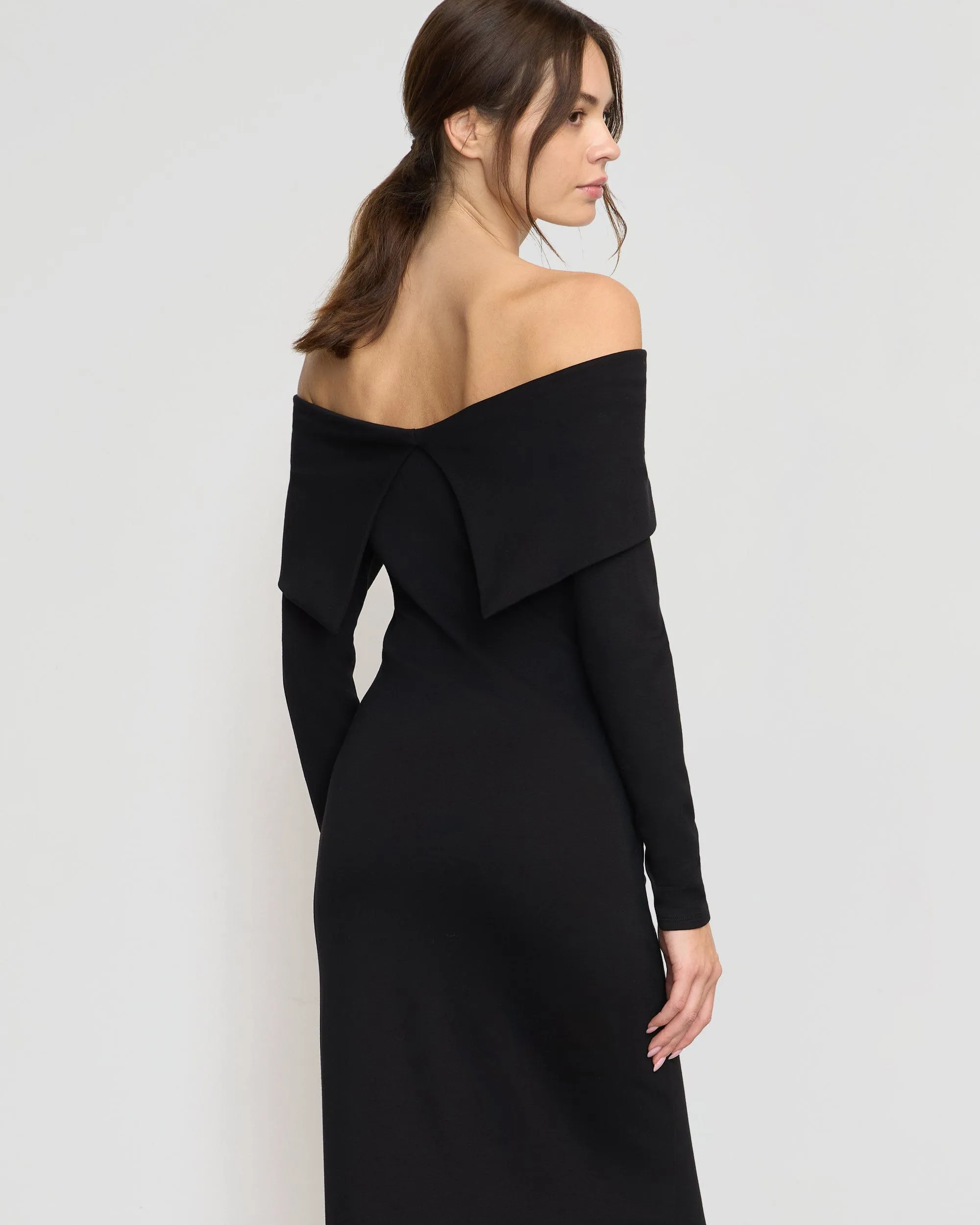 Morgan Split Foldover Jersey Dress